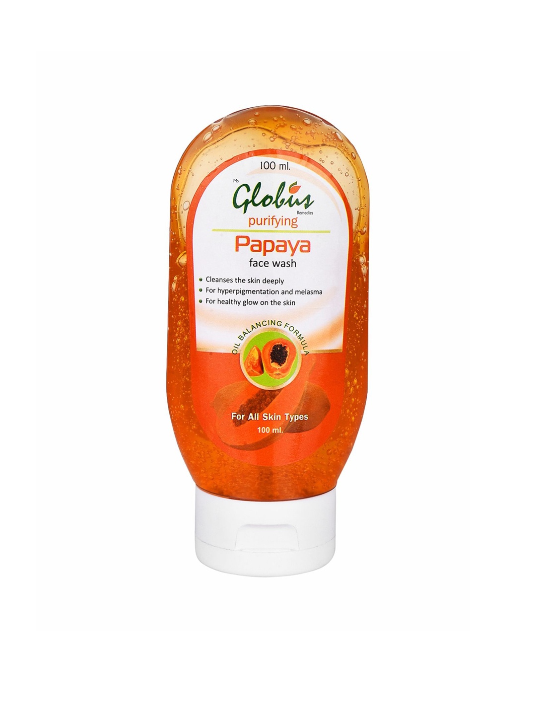 

Globus Remedies Papaya Purifying Face Wash 100 ml, Orange