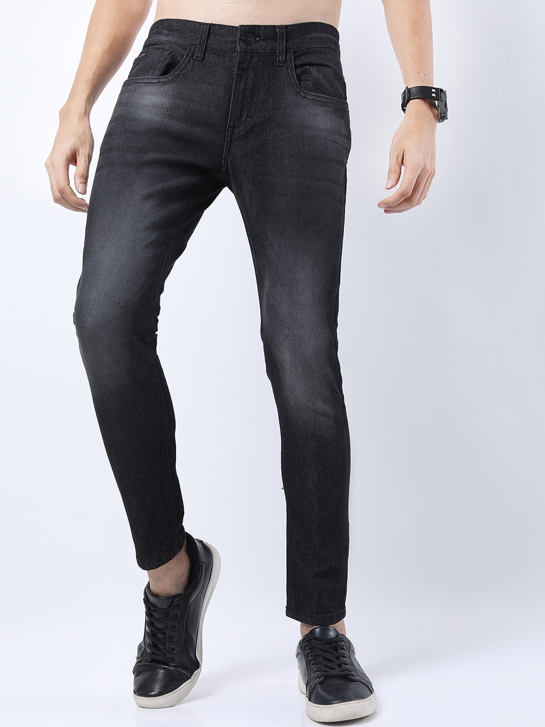 

KETCH Men Charcoal Skinny Fit Mildly Distressed Stretchable Jeans