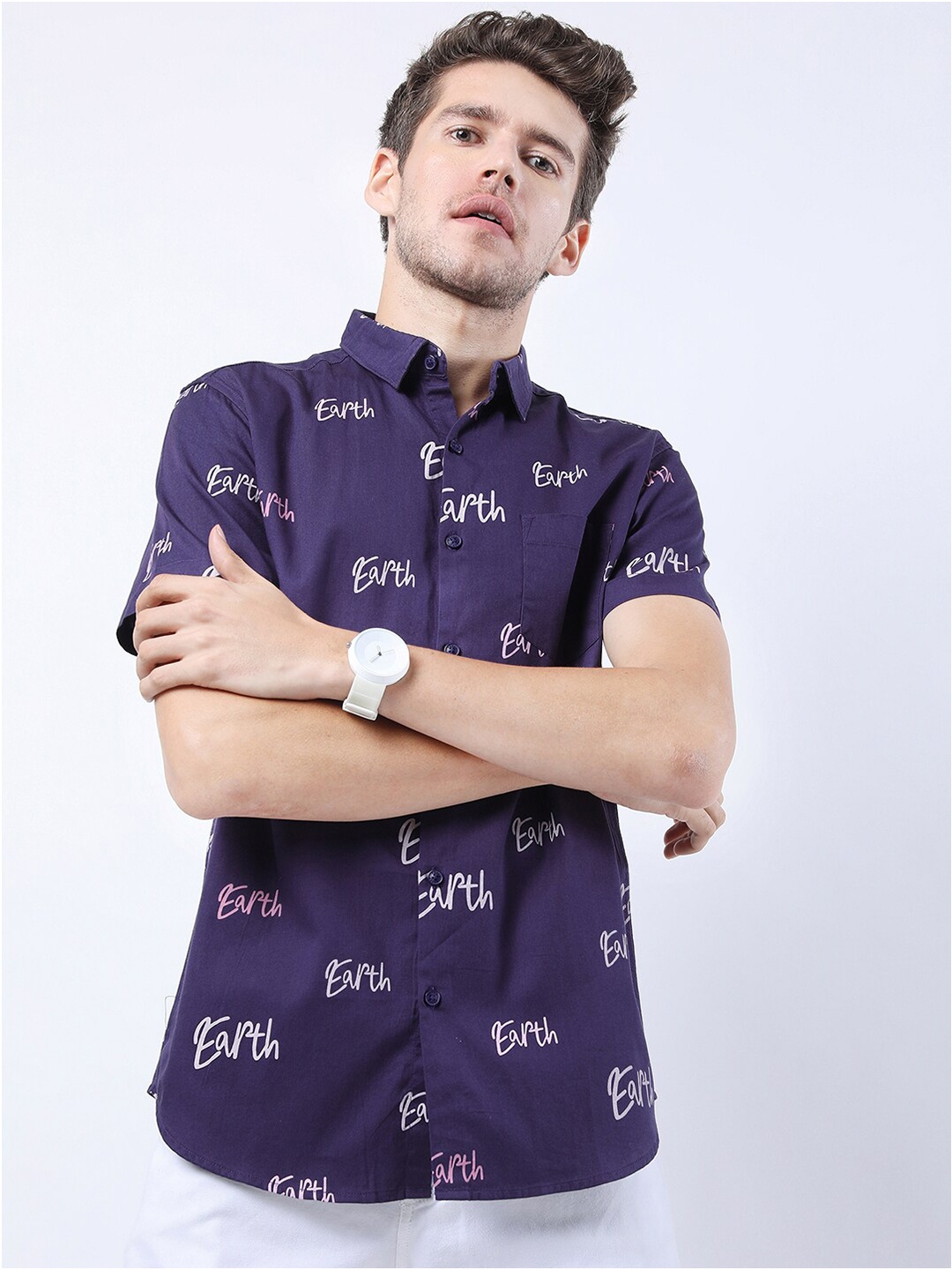 

KETCH Men Purple Slim Fit Printed Casual Shirt