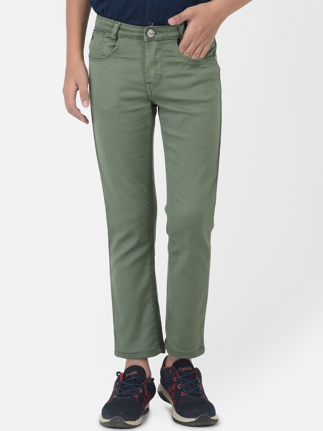 

Crimsoune Club Boys Olive Green Urban Slim Fit Trousers