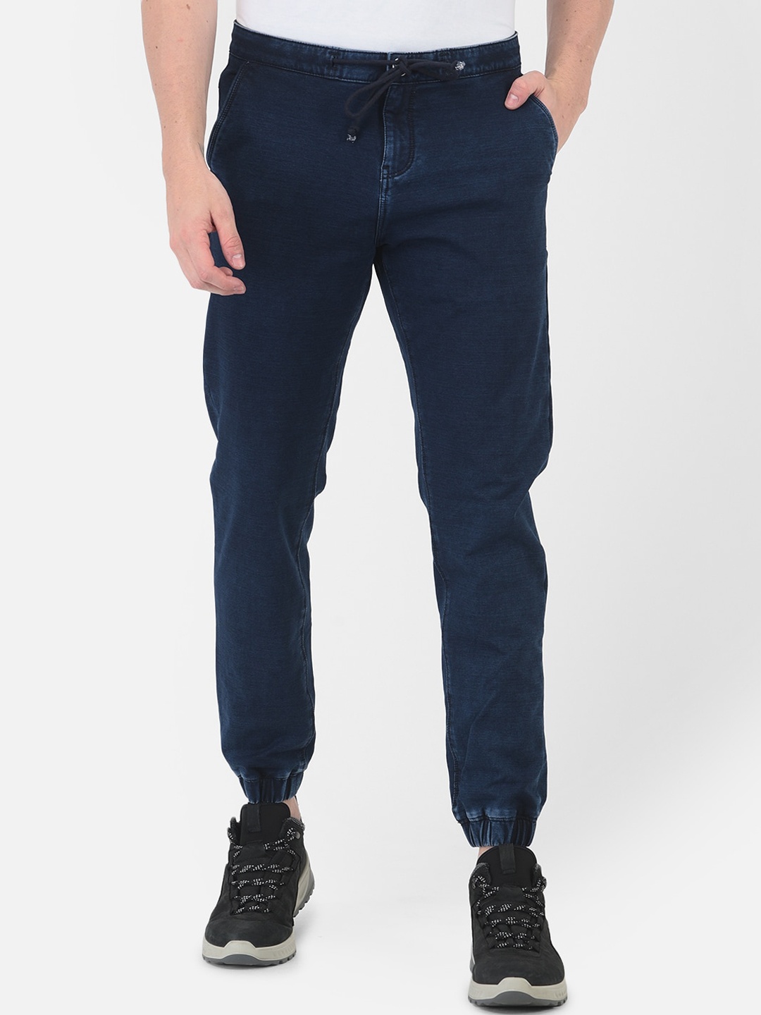 

Crimsoune Club Men Navy Blue Solid Denim Joggers