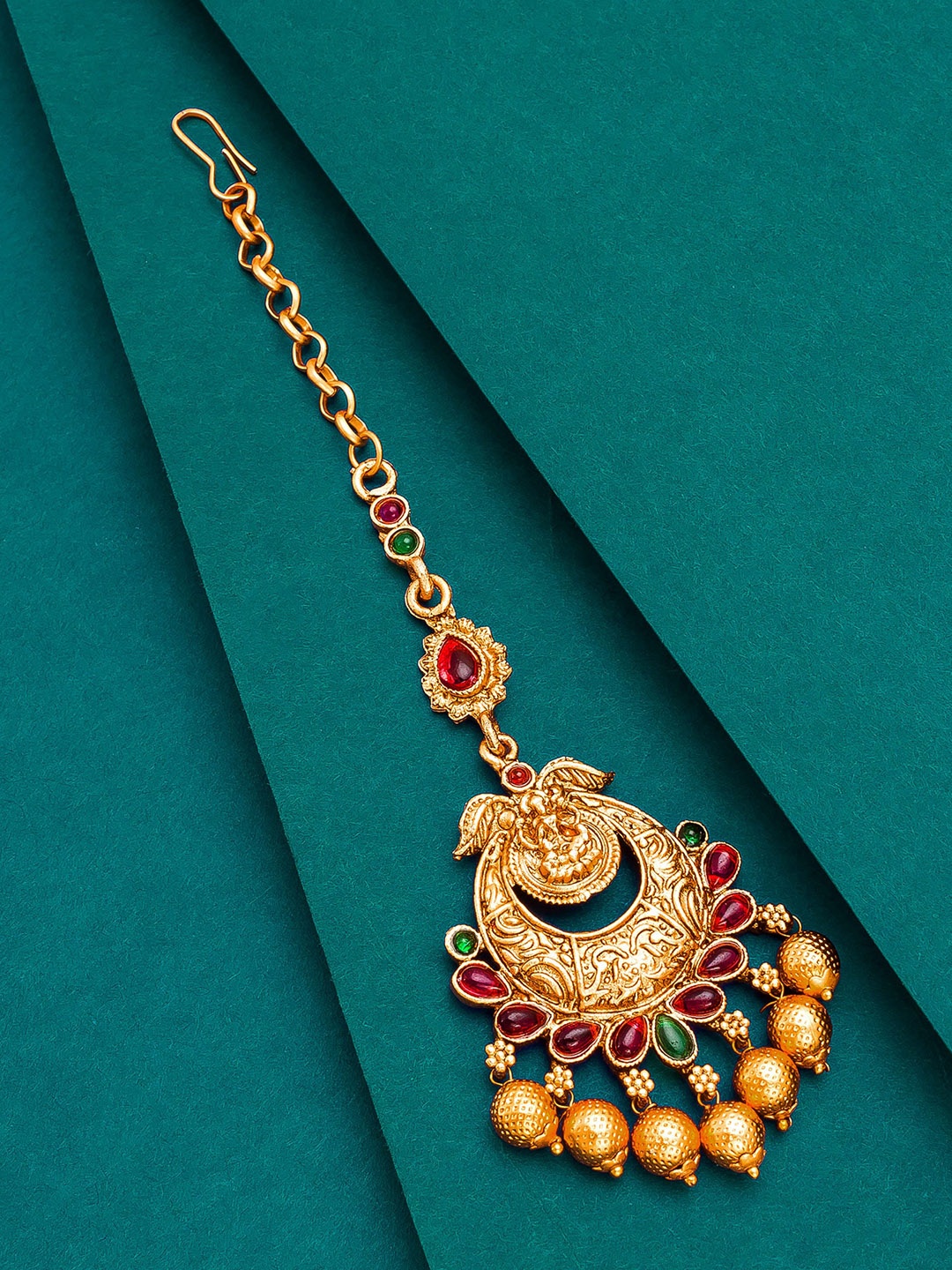 

aadita Gold-Plated Kundan Studded MaangTikka