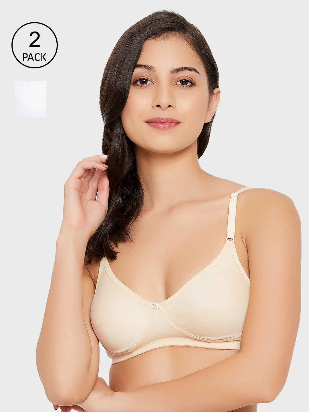 

Clovia Beige & White Bralette Bra