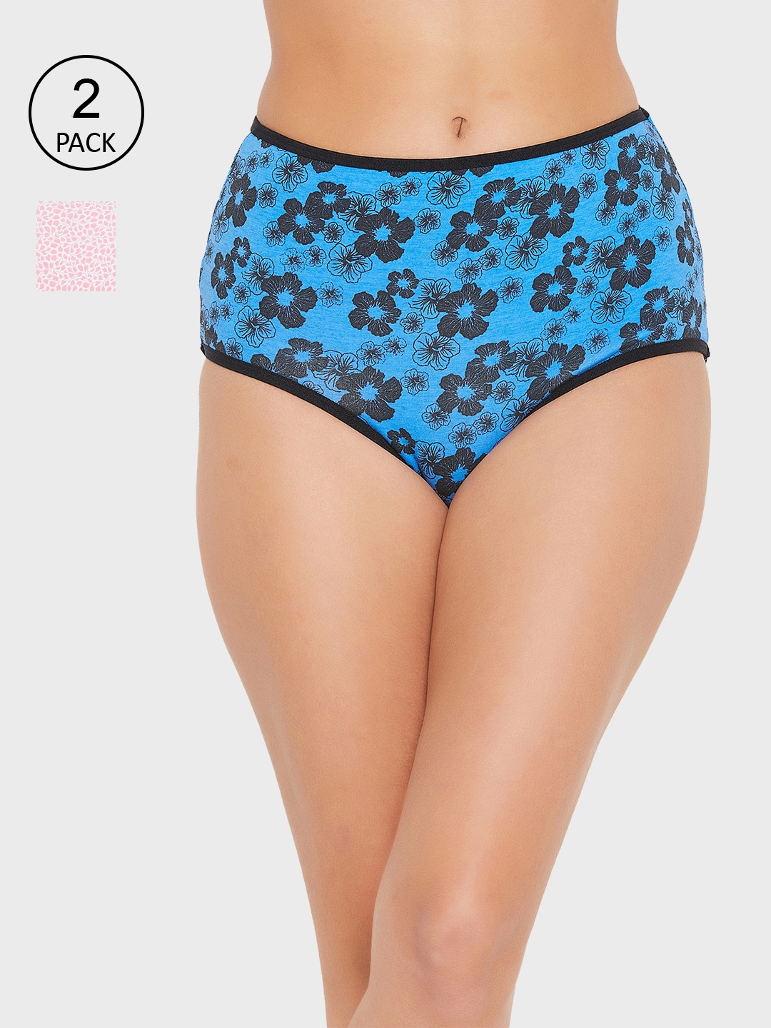

Clovia Women Pack Of 2 Blue & White Printed Cotton Hipster Briefs