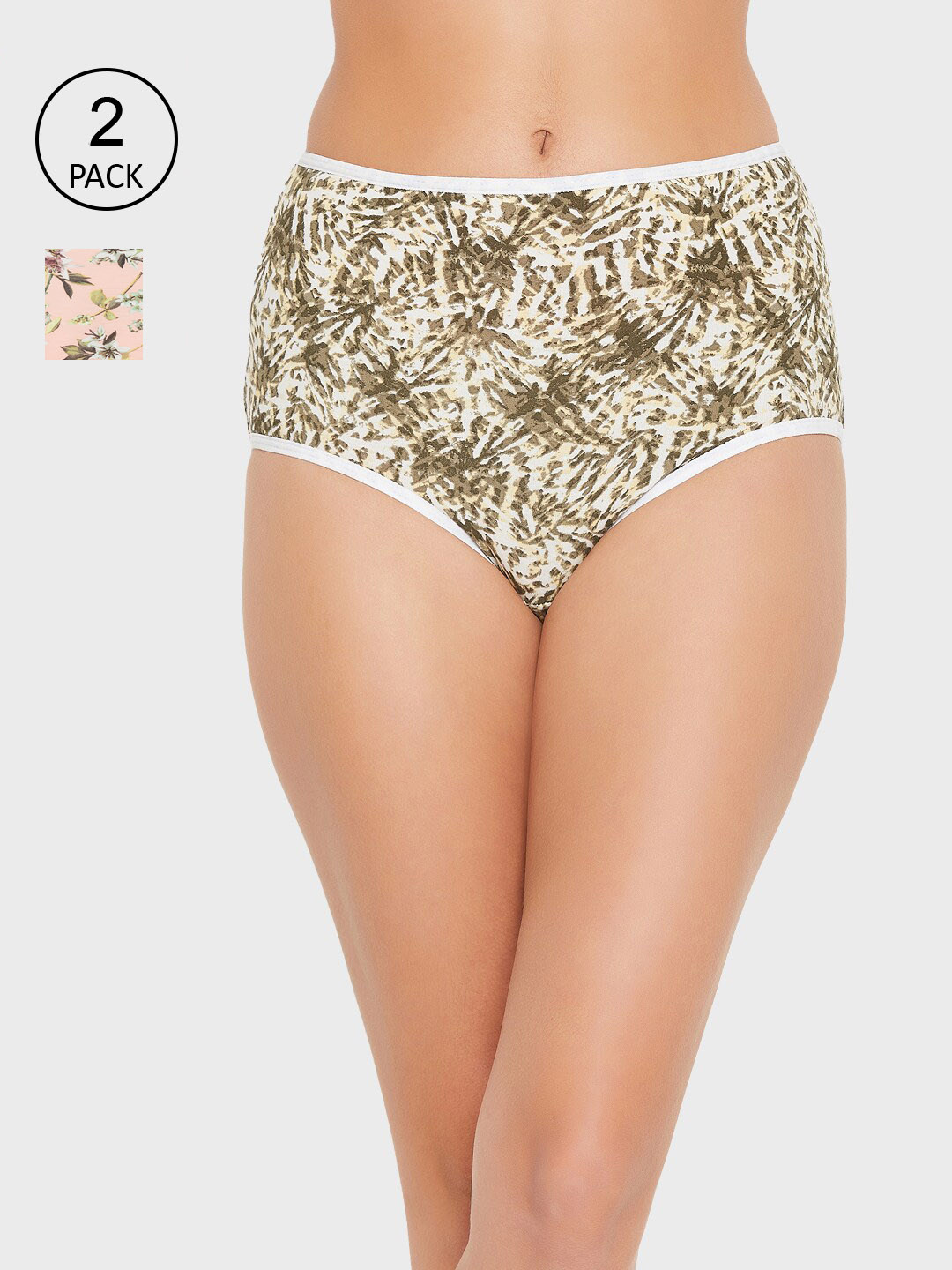 

Clovia Women Pack of 2 Printed High-Rise Hipster Briefs, Olive