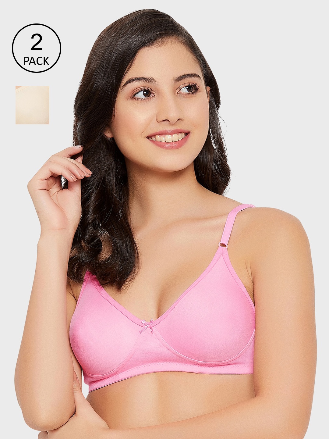 

Clovia Pink & Cream-Coloured Bra