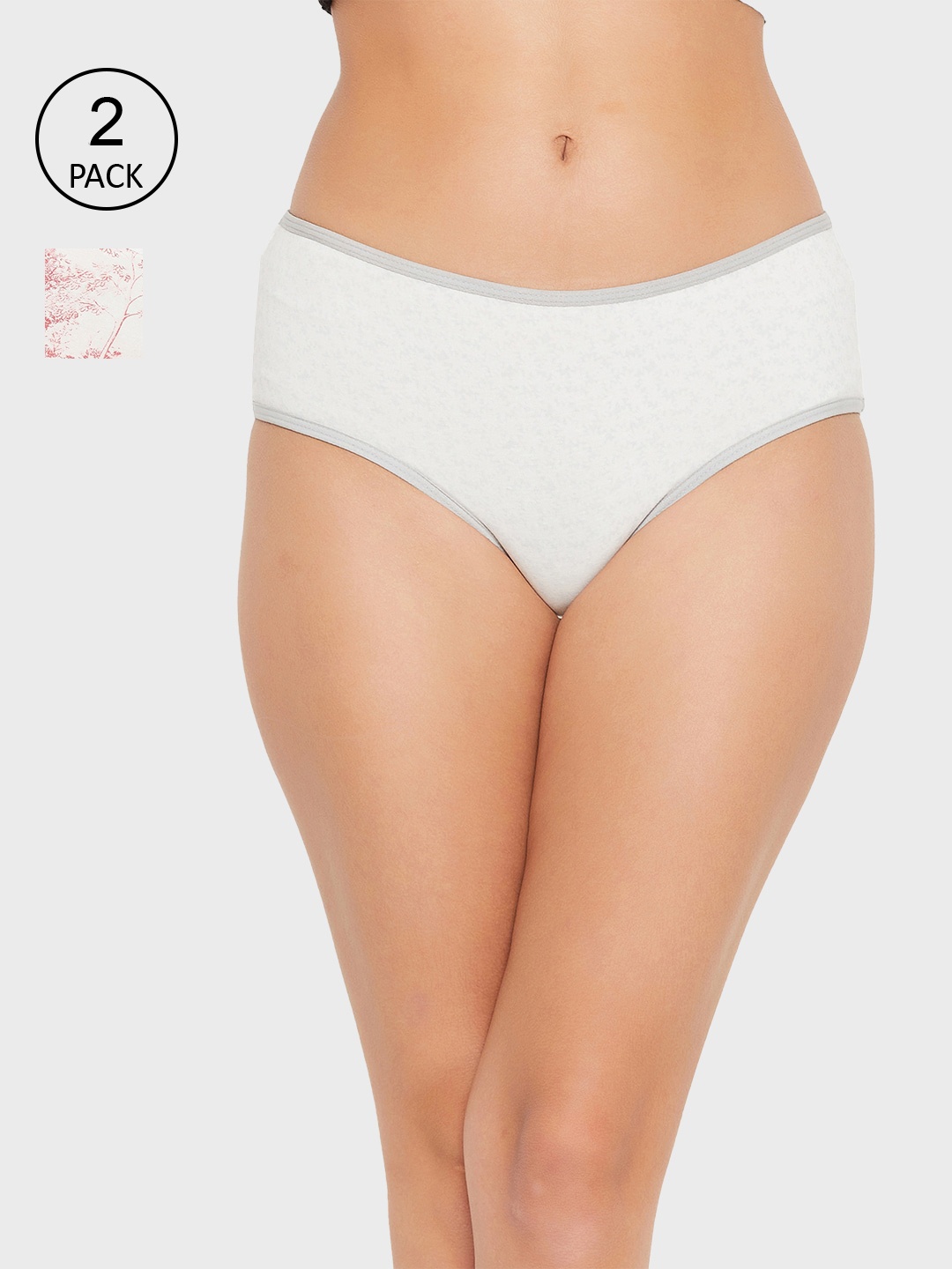 

Clovia Women Pack of 2 Printed Cotton Hipster Briefs, White