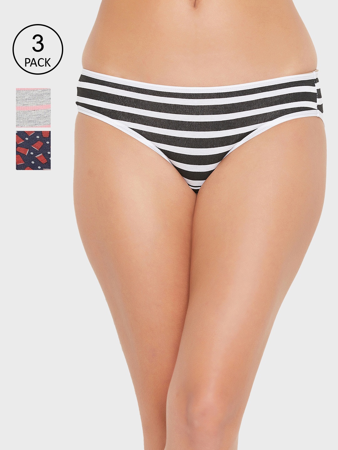 

Clovia Women Pack Of 3 Bikini Briefs COMPN16842XL, White
