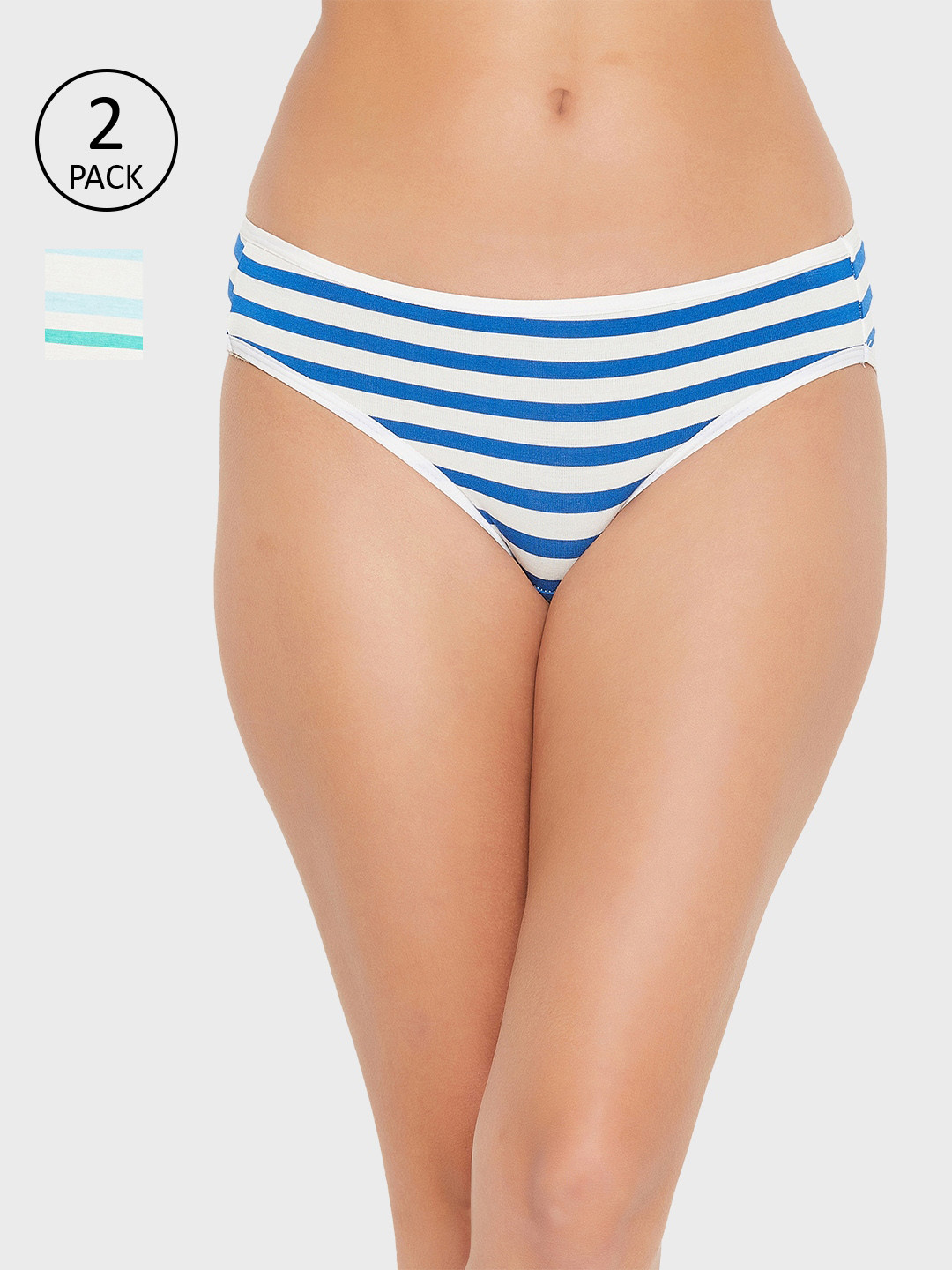

Clovia Women Pack Of 2 Printed Cotton Bikini Briefs, Blue