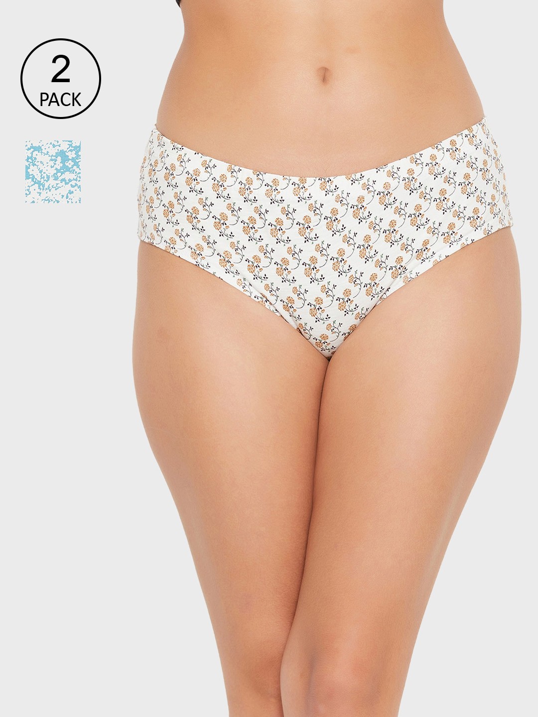 

Clovia Women Pack of 2 Printed Cotton Hipster Briefs, White