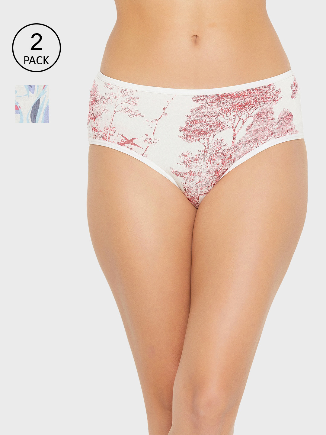 

Clovia Women Pack Of 2 Printed Seamless Hipster Briefs, Pink