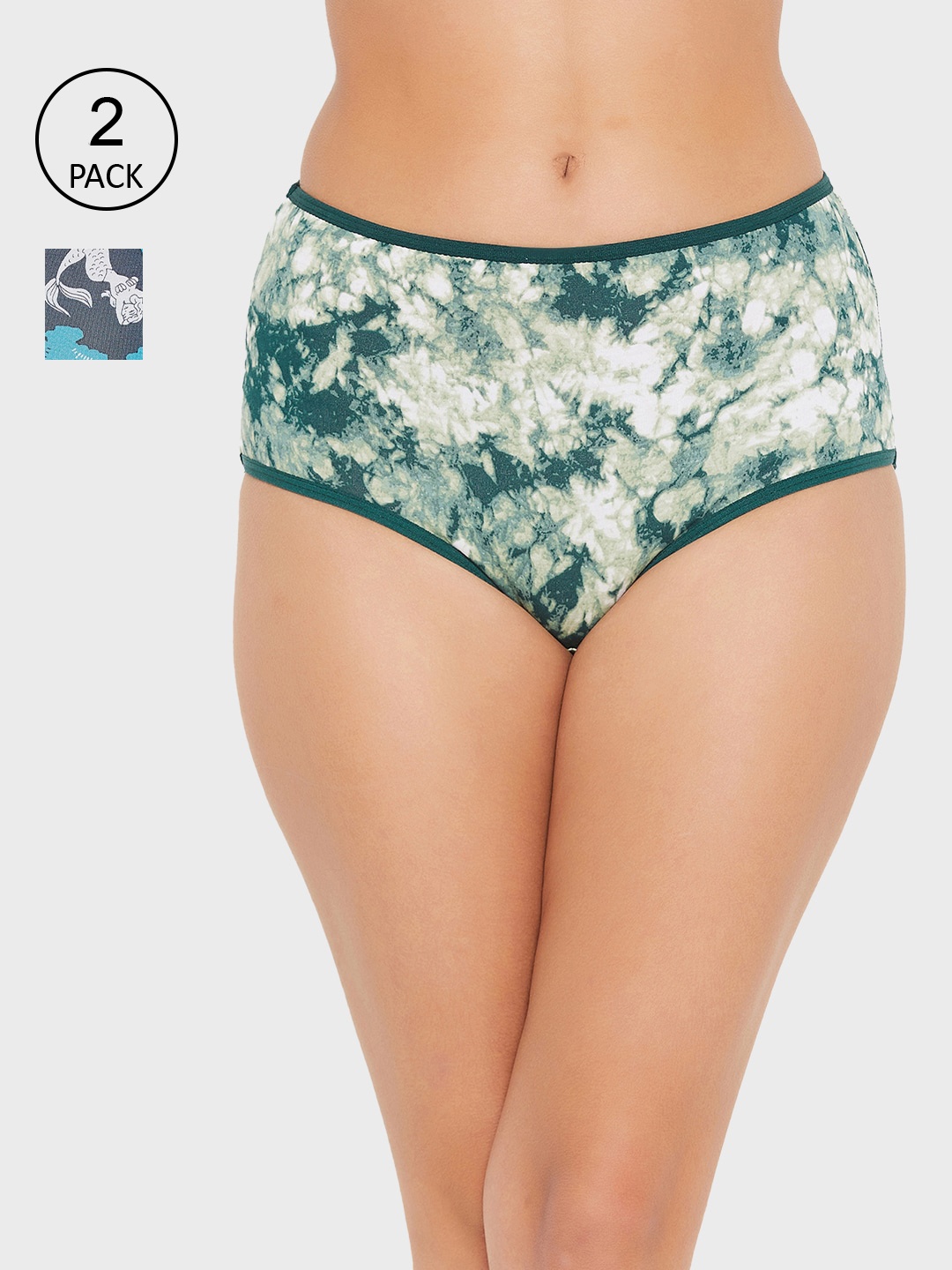 

Clovia Women Pack Of 2 Printed Hipster Briefs, Blue