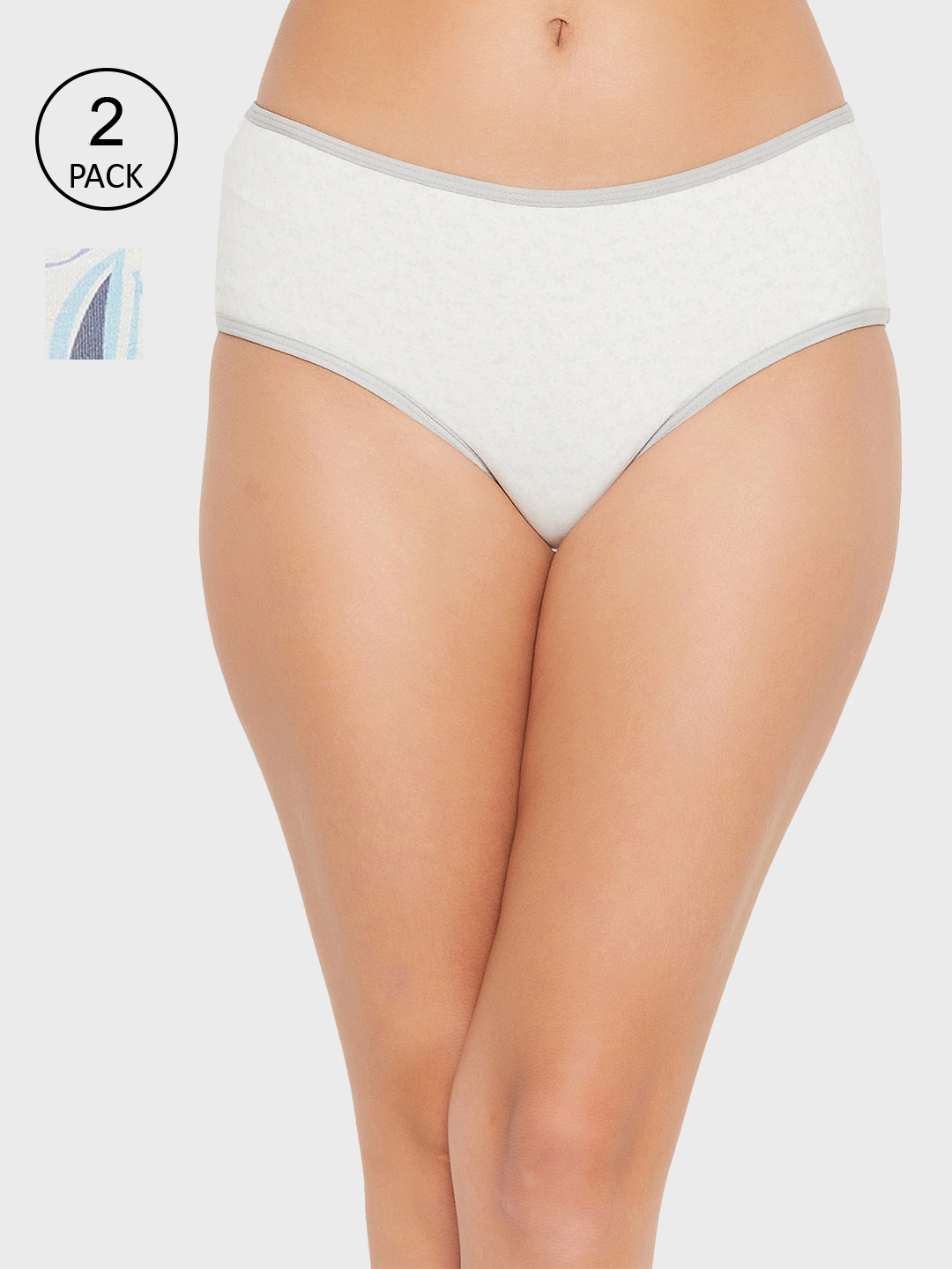 

Clovia Women Pack Of 2 Printed Cotton Mid-Rise Hipster Briefs, Blue