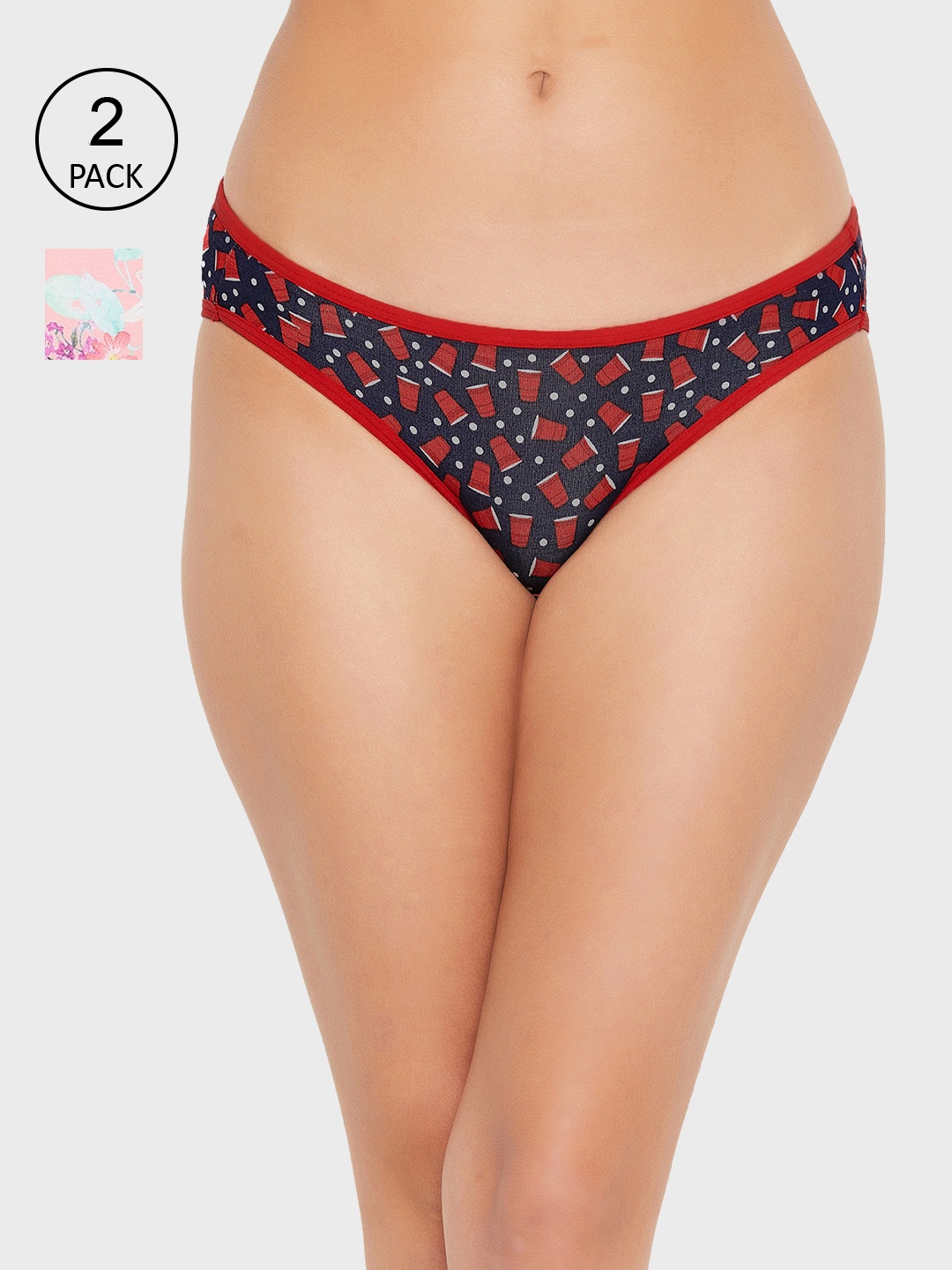 

Clovia Pack of 2 Multicolored Printed Low Waist Bikini, Multi