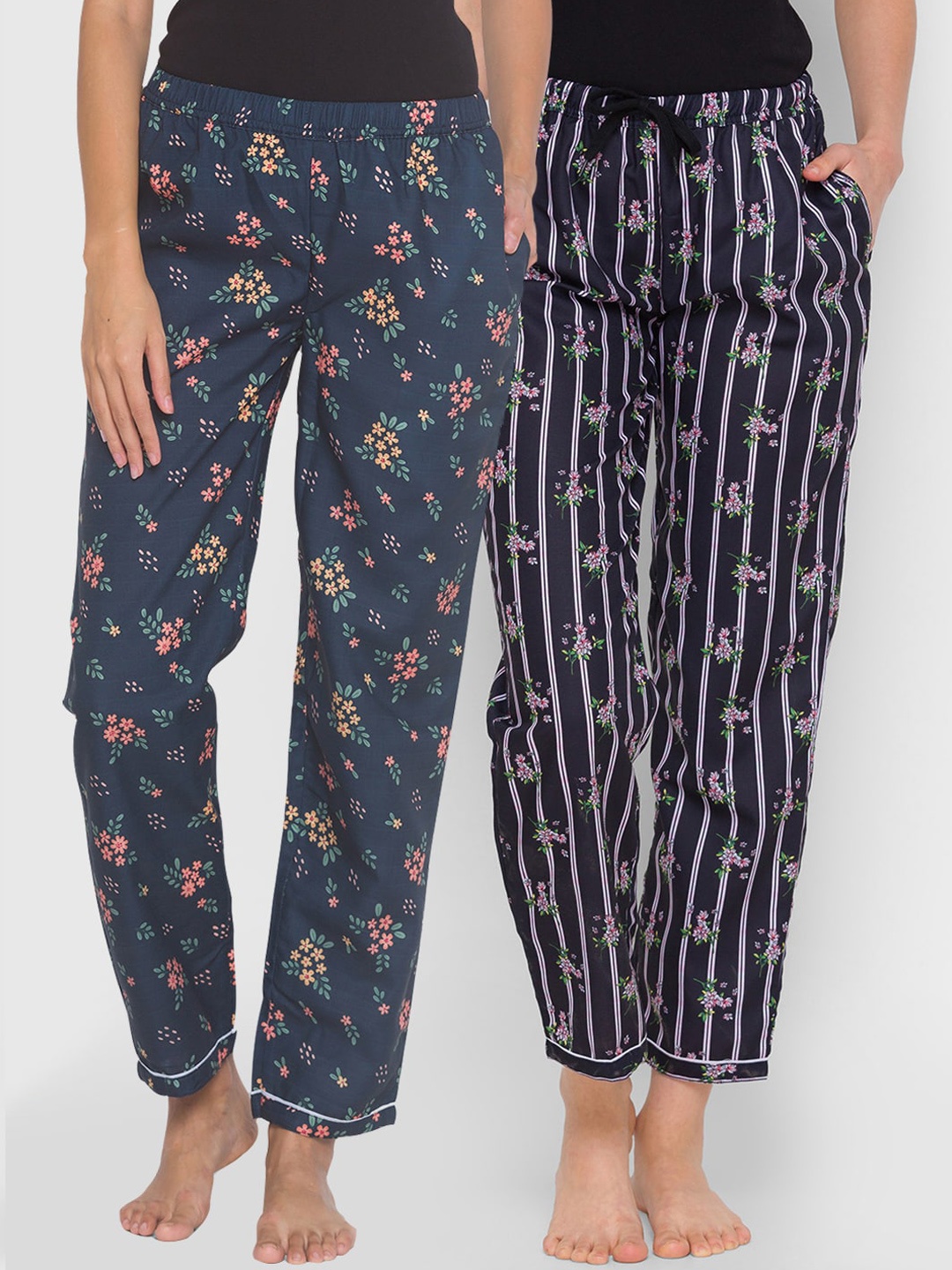 

FashionRack Women Pack of 2 Printed Lounge Pants, Navy blue