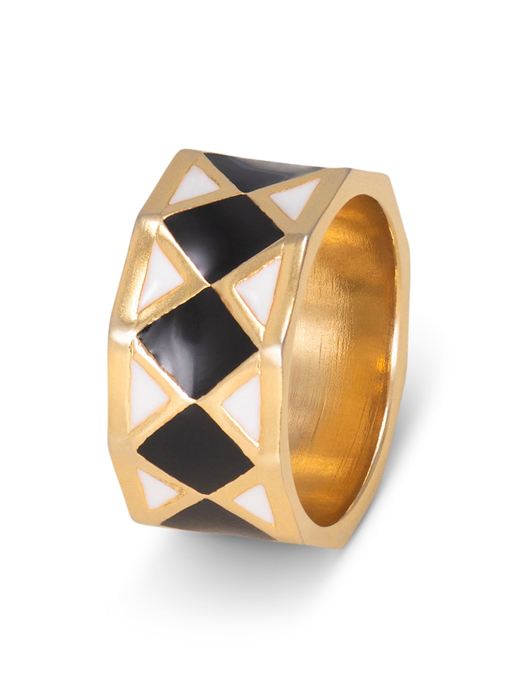 

MNSH Black & Gold-Toned & Plated Hexa Finger Ring