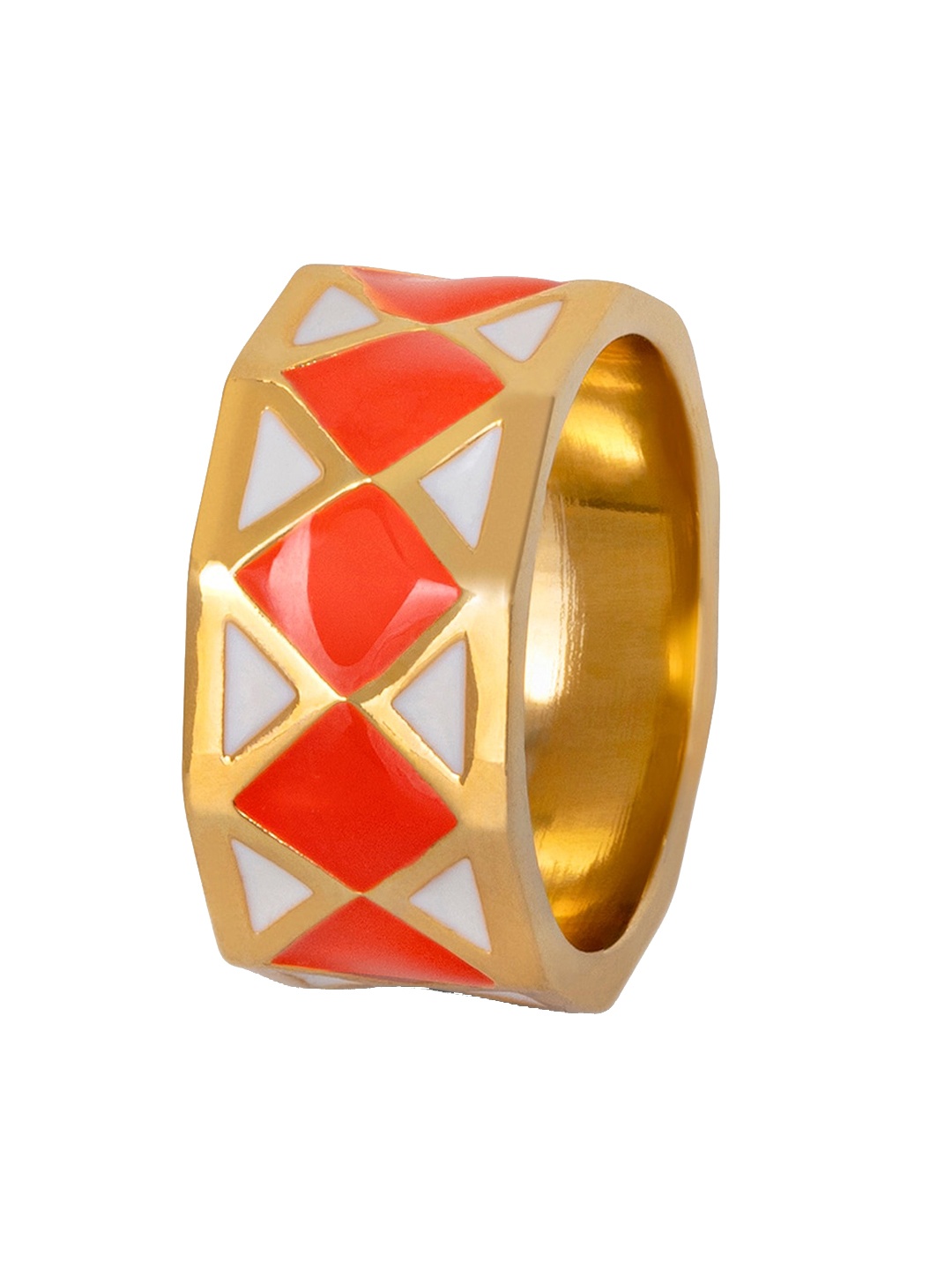 

MNSH Gold-Toned & Orange Enamelled Ring