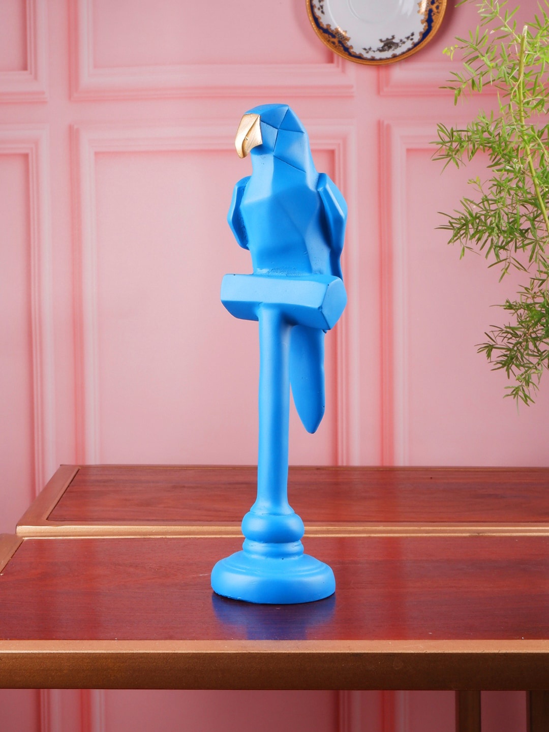 

THE WHITE INK DECOR Blue Parrot Figurine Showpiece