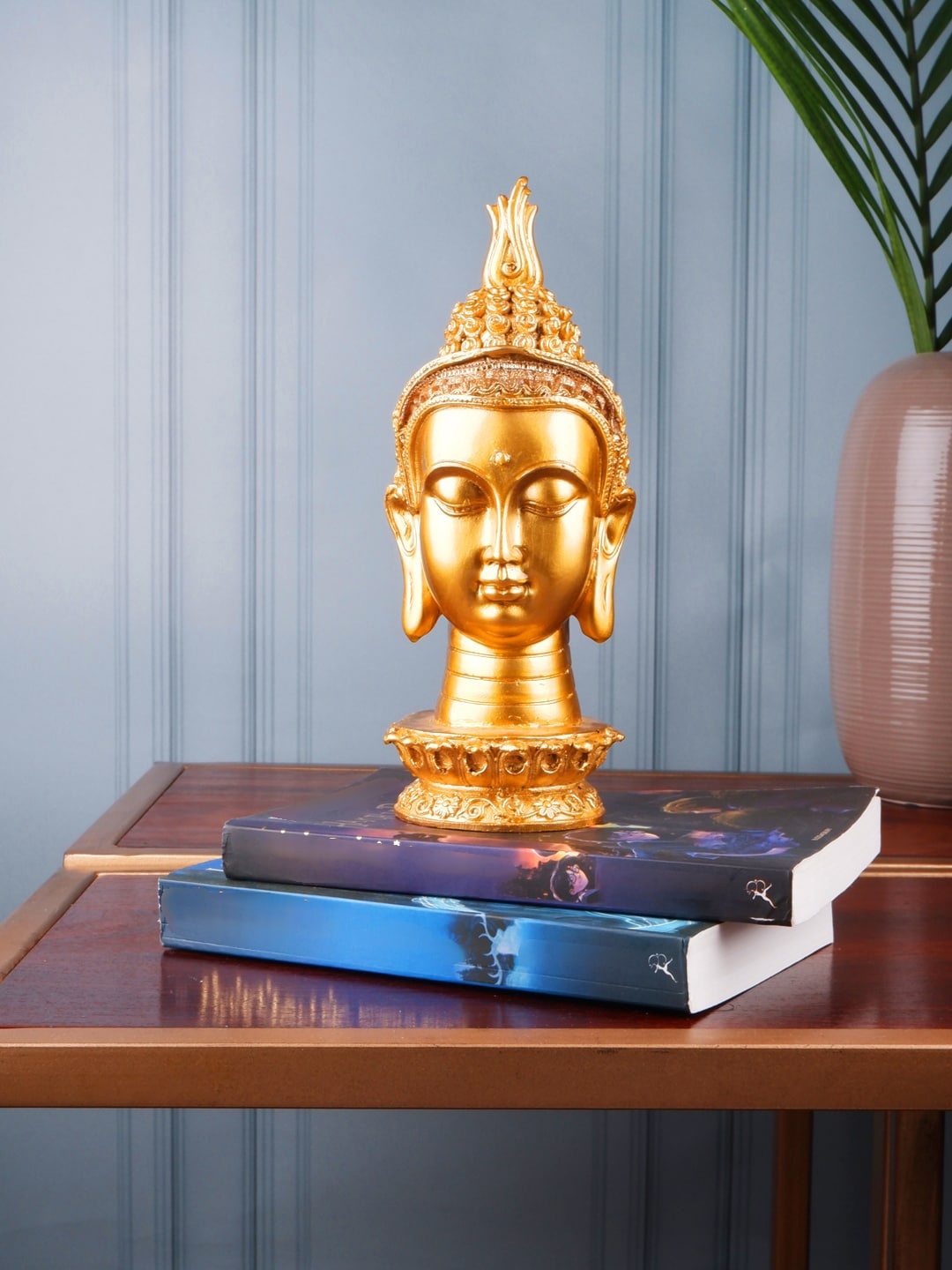 

THE WHITE INK DECOR Gold-Toned Buddha Figurine Showpiece