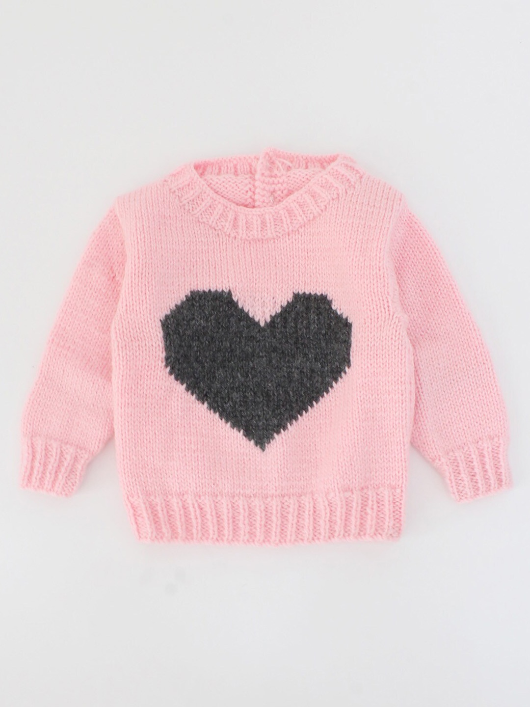 

Woonie Unisex Kids Pink & Black Colourblocked Pullover