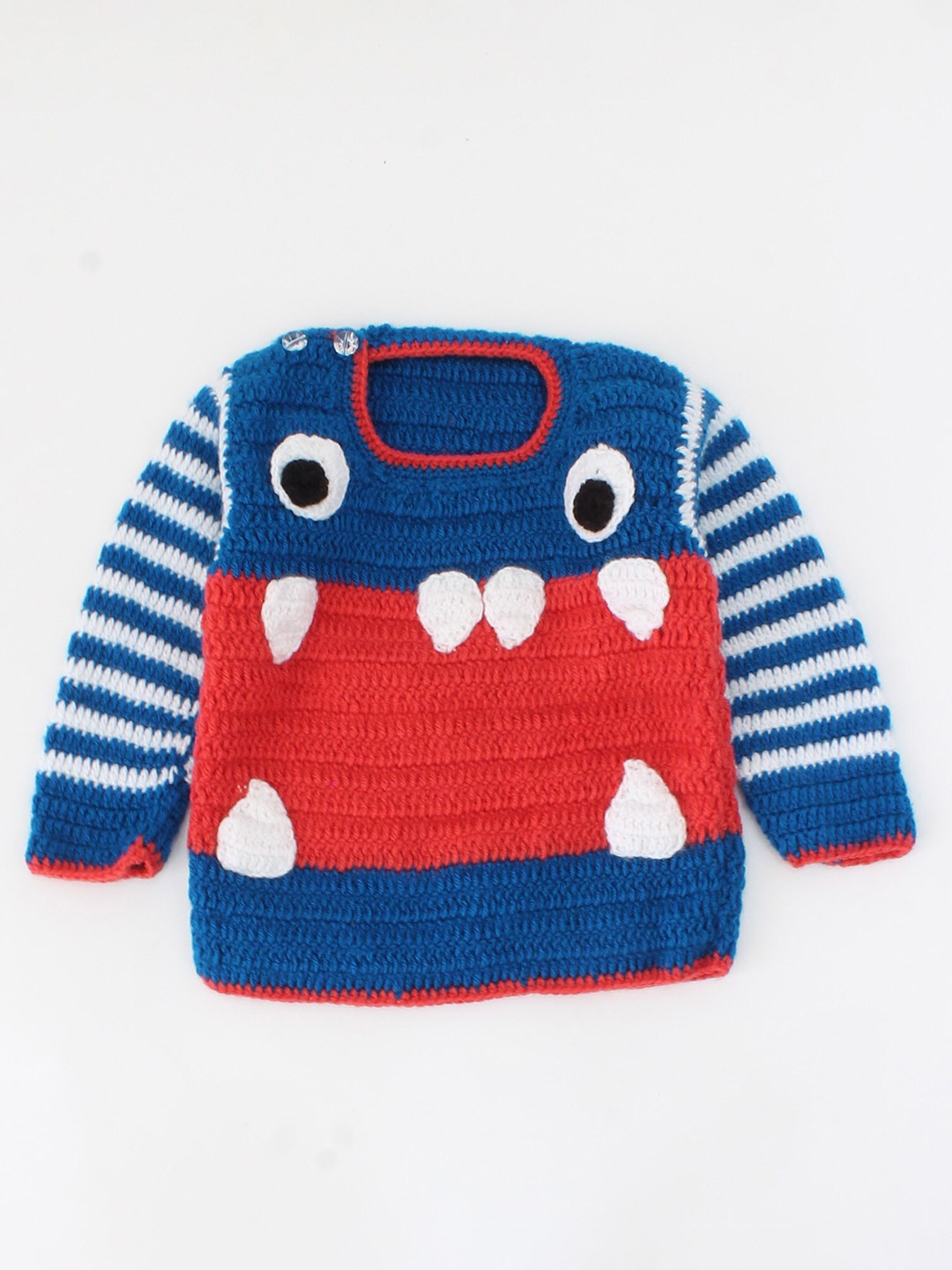 

Woonie Unisex Kids Blue & White Humour and Comic Striped Pullover