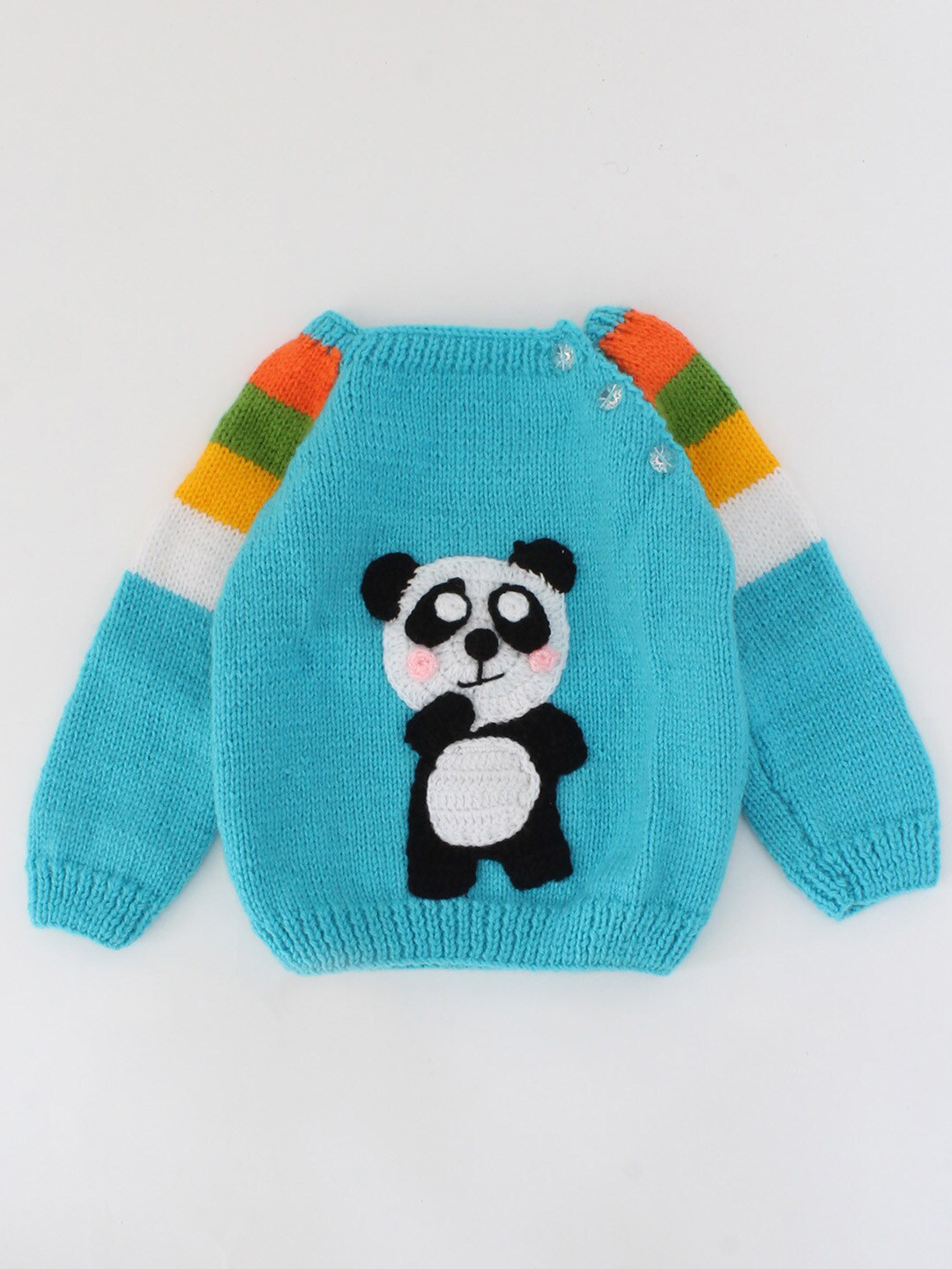 

Woonie Unisex Kids Blue & White Animal Applique Detail Pullover
