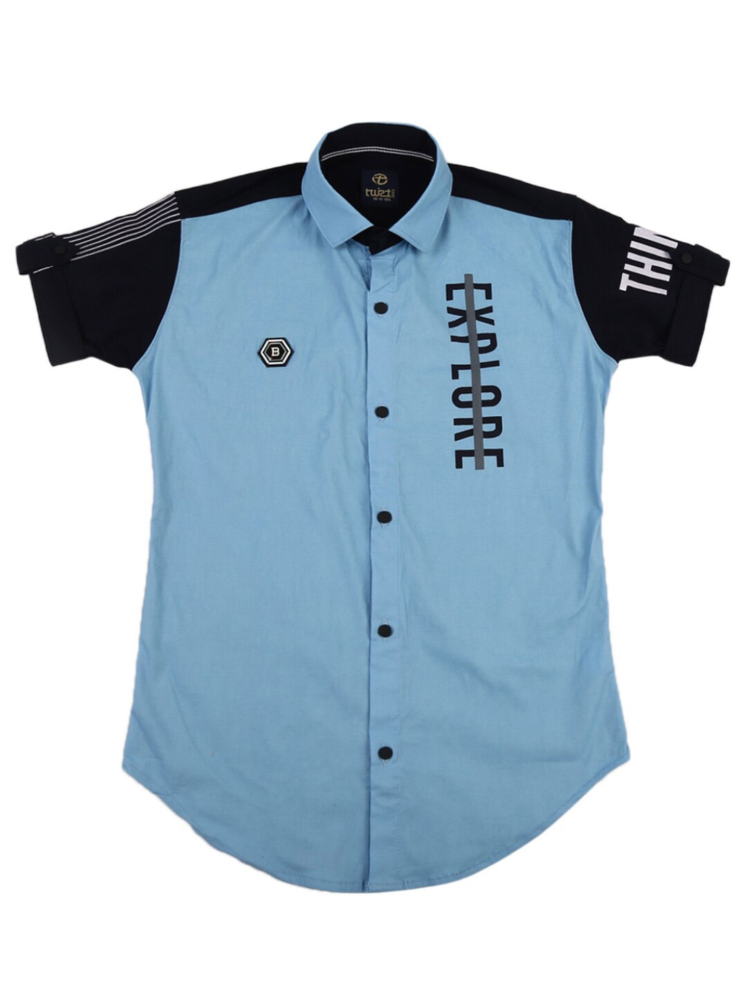 

V-Mart Kids-Boys Blue Imported Spread Collar Casual Shirt