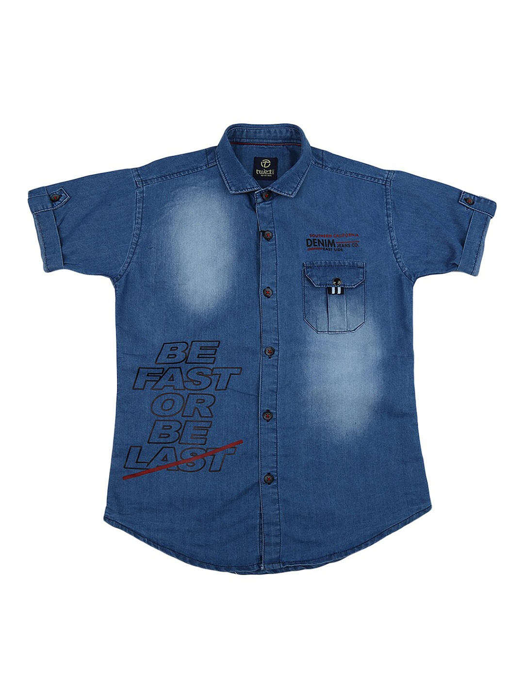 

V-Mart Boys Blue Faded Printed Casual Shirt