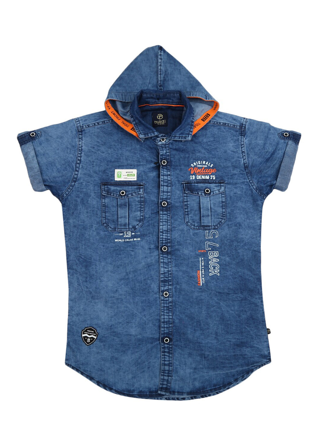 

V-Mart Boys Blue Printed Denim Casual Shirt