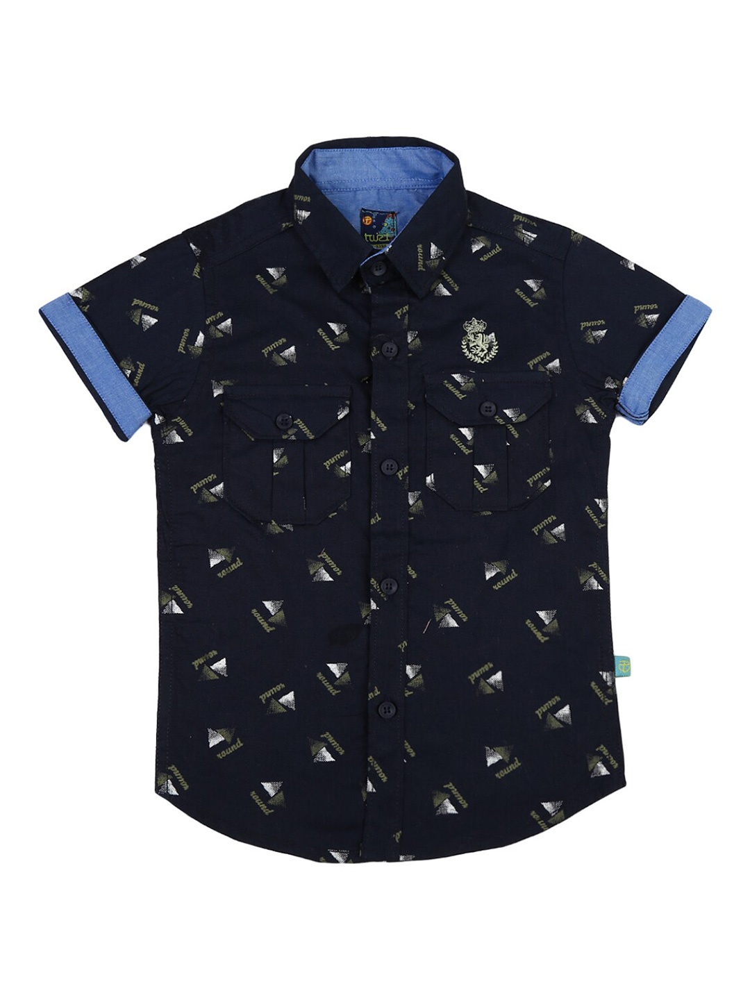 

V-Mart Boys Navy Blue Printed Cotton Casual Shirt