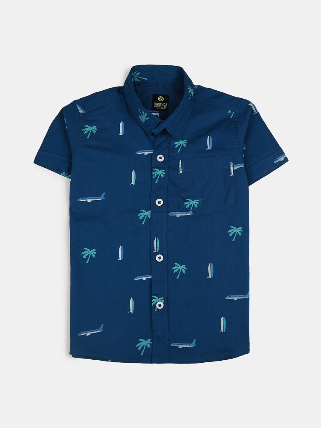 

V-Mart Boys Blue Printed Casual Shirt