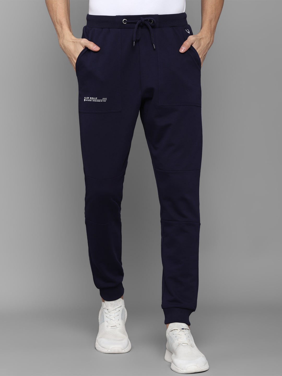

Allen Solly Men Navy Blue Pure Cotton Joggers