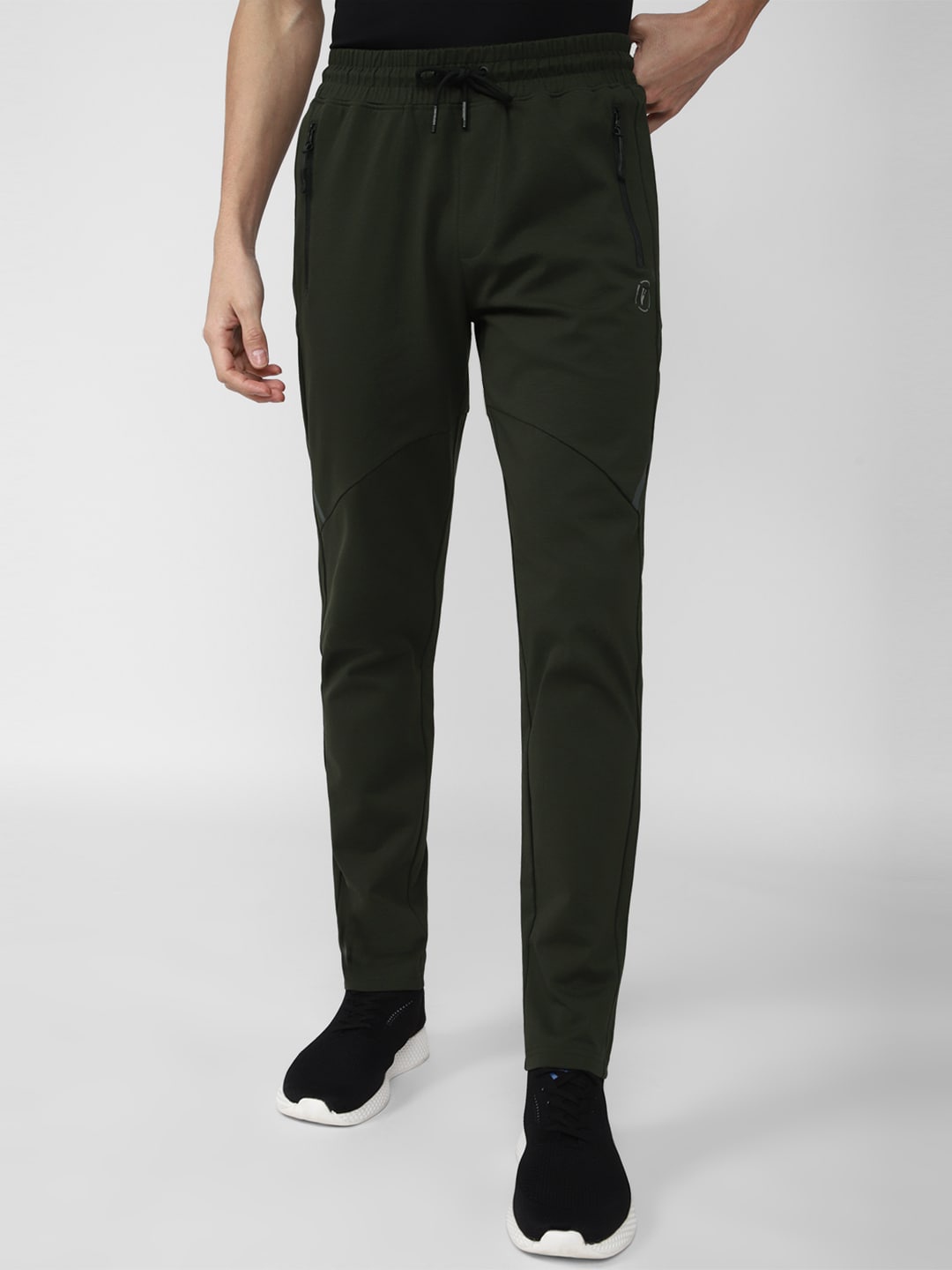 

Van Heusen Flex Men Olive Green Solid Slim-Fit Cotton Sports Track Pants