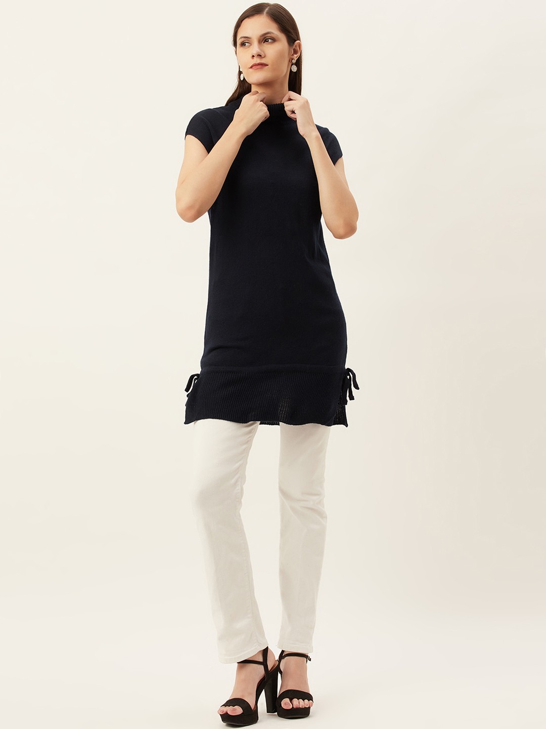 

American Eye Women Navy Blue Longline Pullover