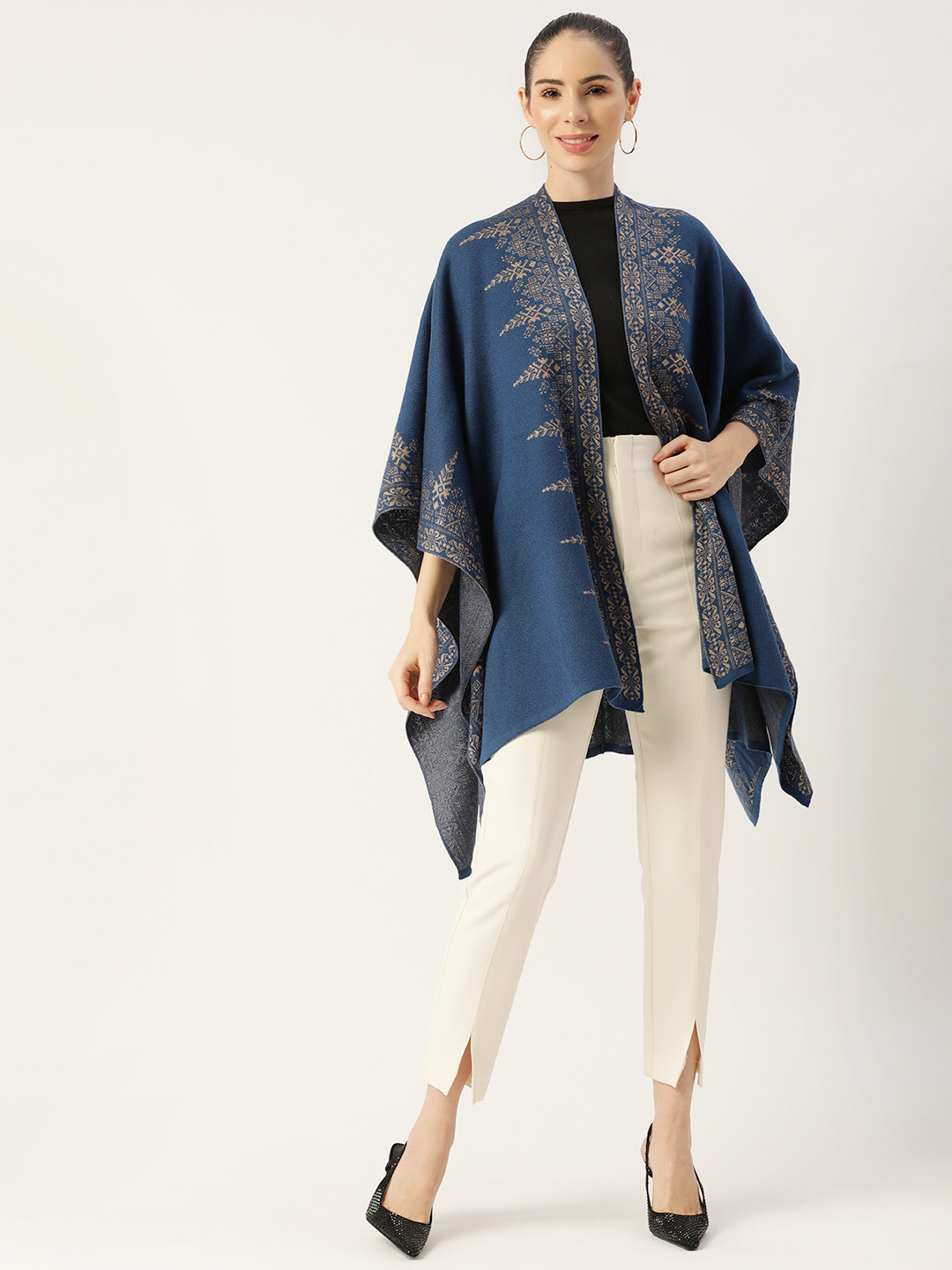 

American Eye Women Blue & Beige Printed Longline