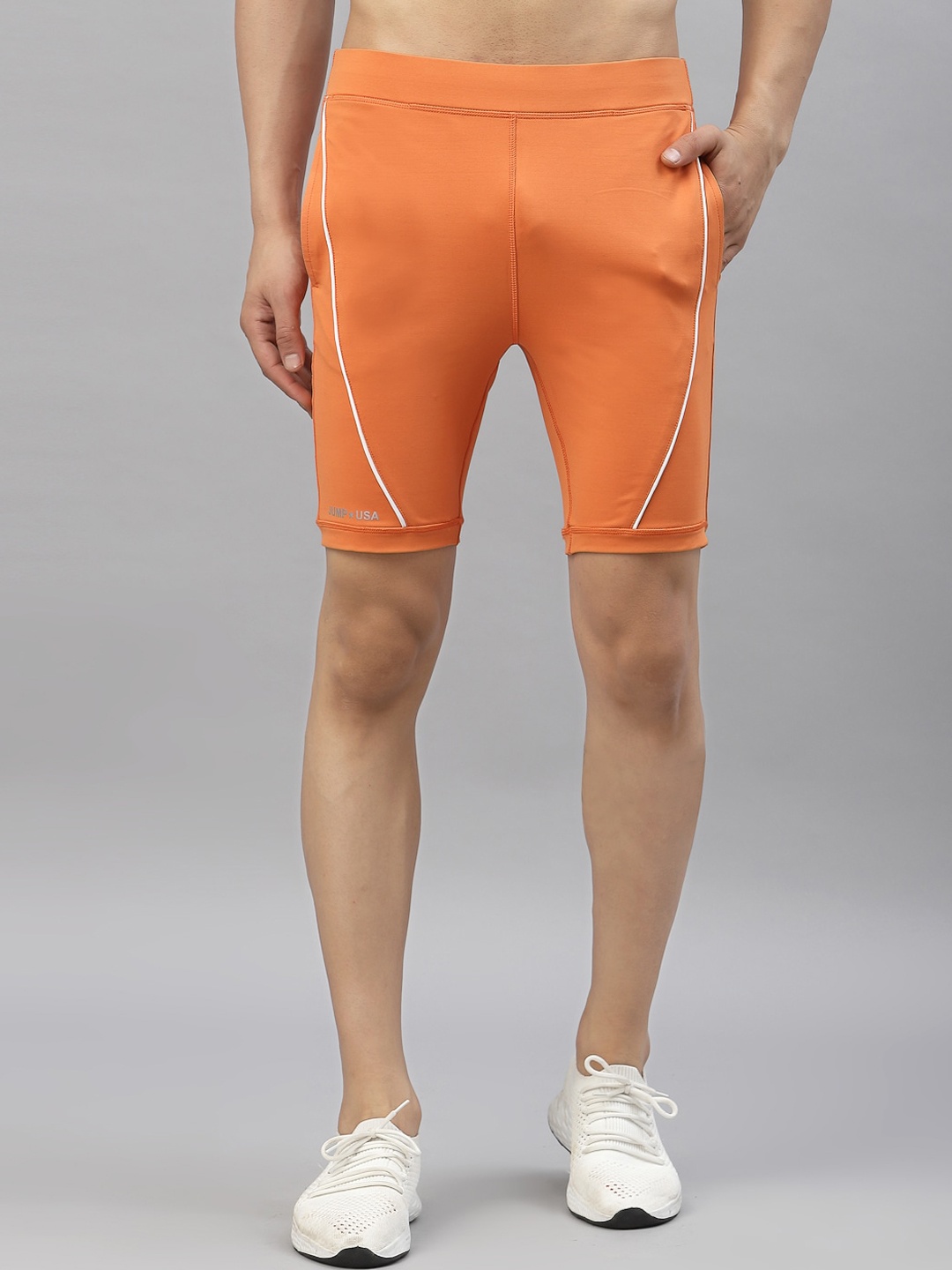 

JUMP USA Men Orange Rapid Dry-Fit Sports Shorts Tights