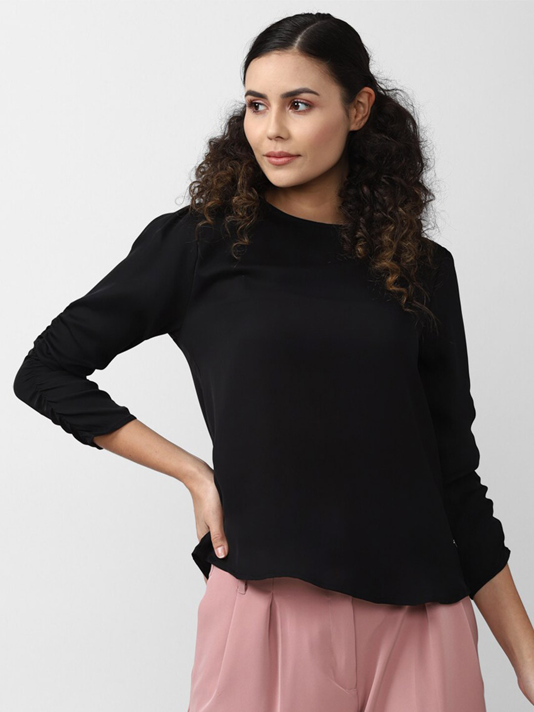 

Van Heusen Woman Black Three-Quarter Sleeves Top