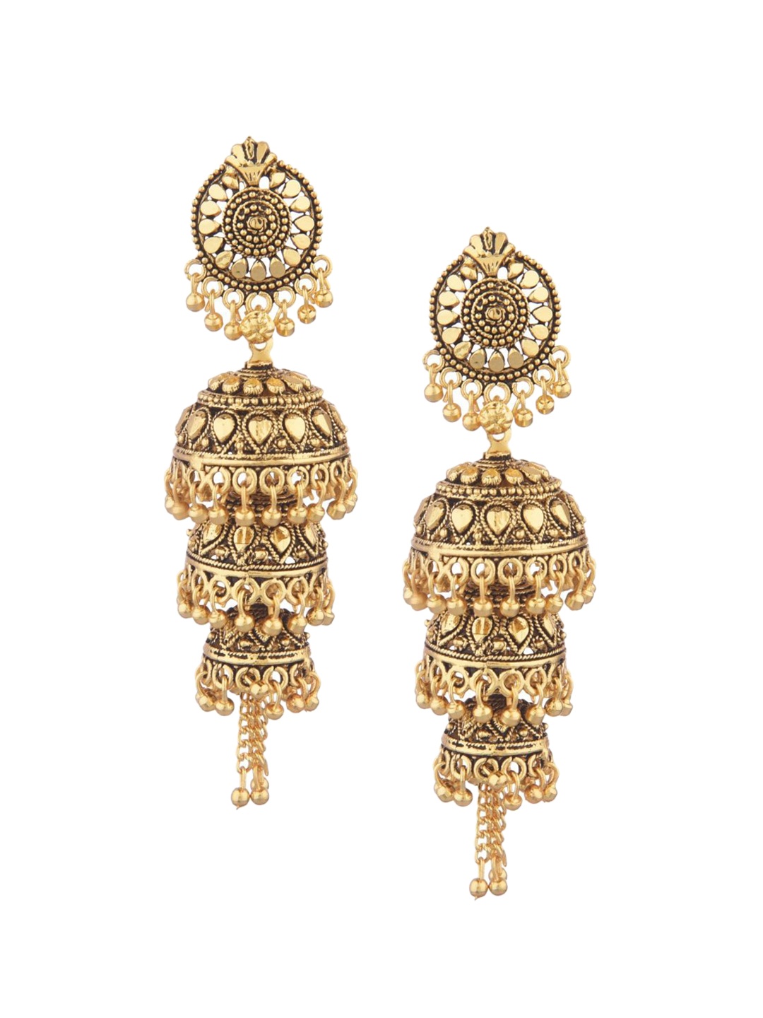 

Efulgenz Gold-Toned Classic Jhumkas Earrings