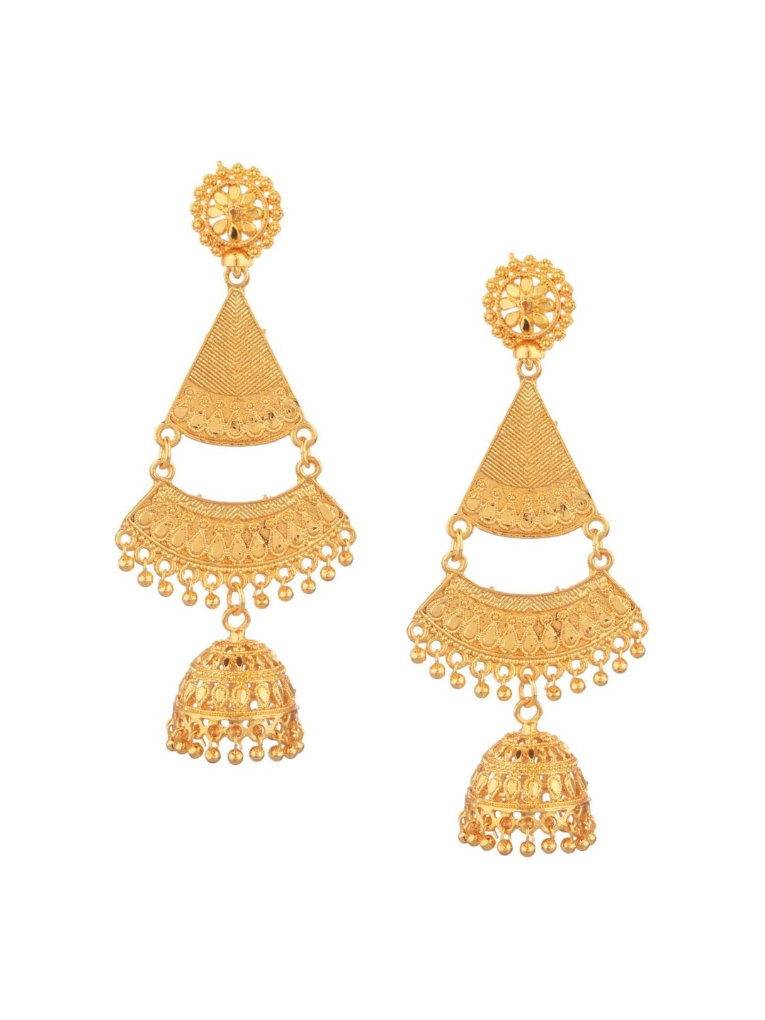 

Efulgenz Gold-Toned Classic Jhumkas Earrings