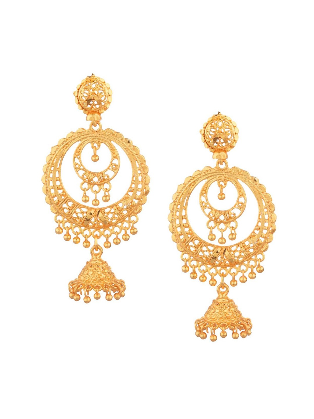 

Efulgenz Gold-Toned Circular Drop Earrings