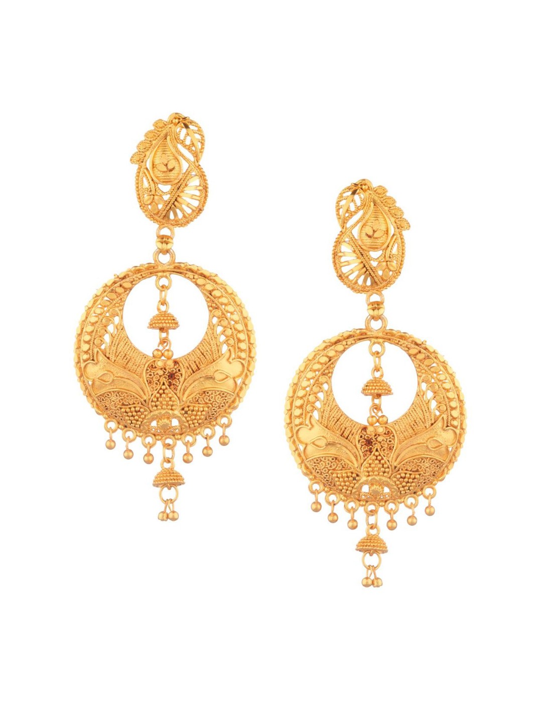 

Efulgenz Gold-Toned Circular Chandbalis Earrings