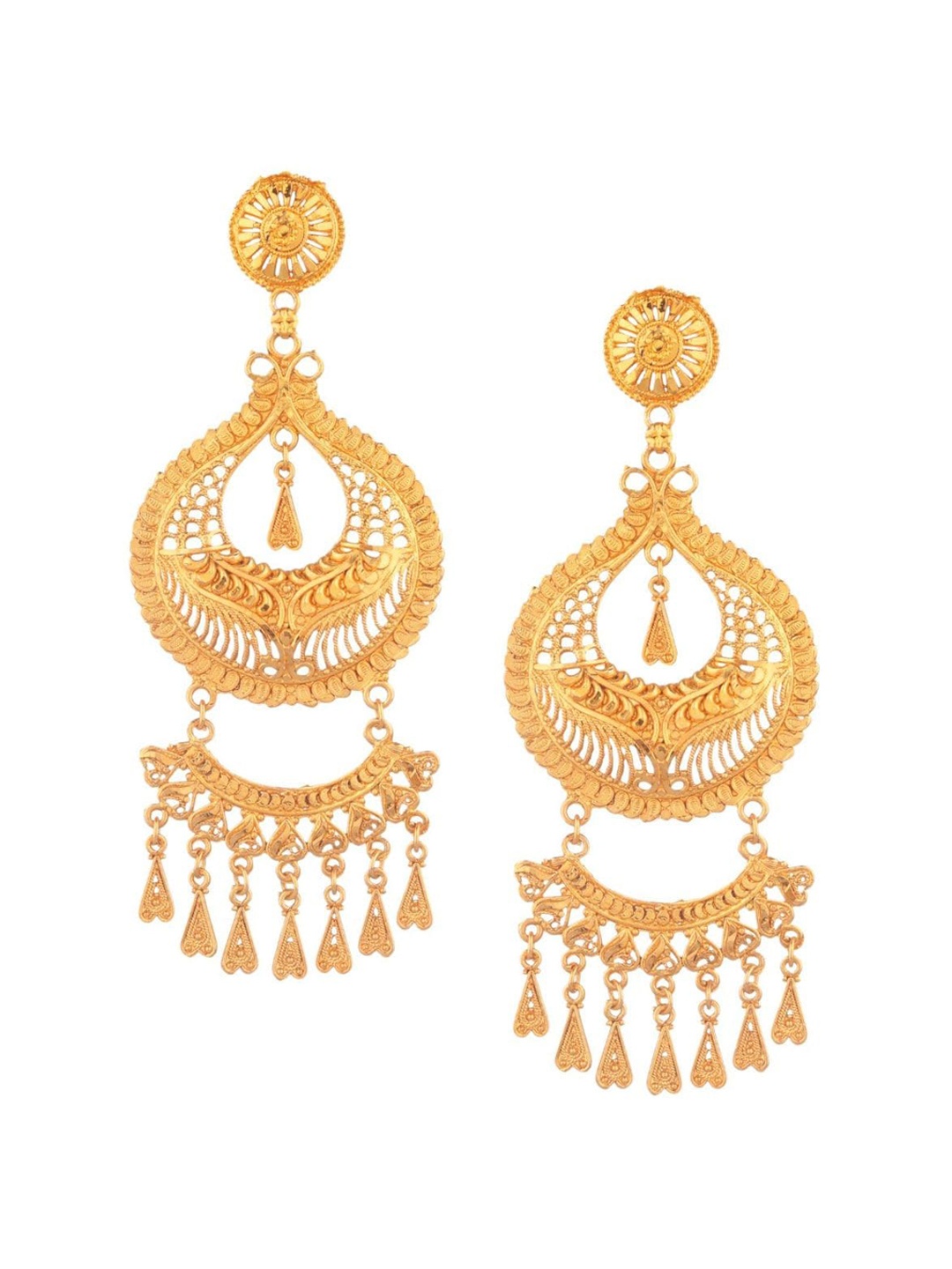 

Efulgenz Gold-Toned Circular Chandbalis Earrings