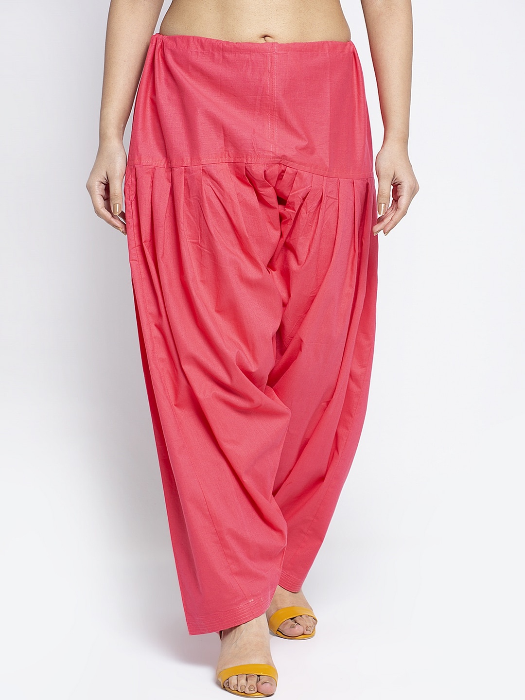 

Jinfo Women Pink Solid Cotton Loose-Fit Salwar