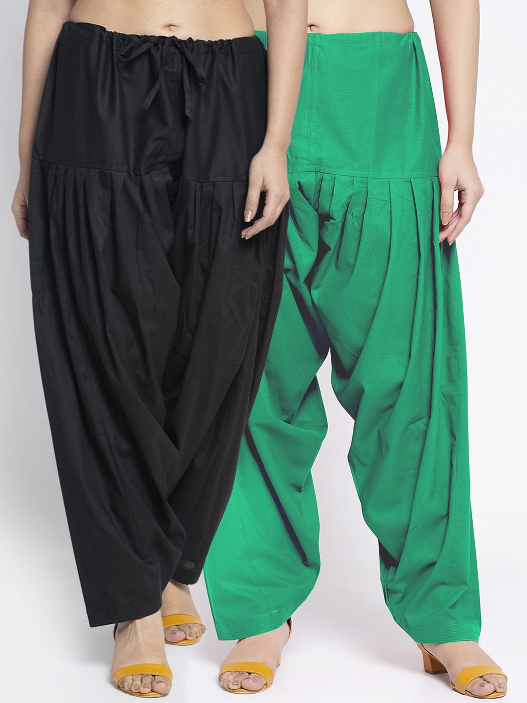 

Jinfo Women Pack of 2 Solid Pure Cotton Salwars, Black