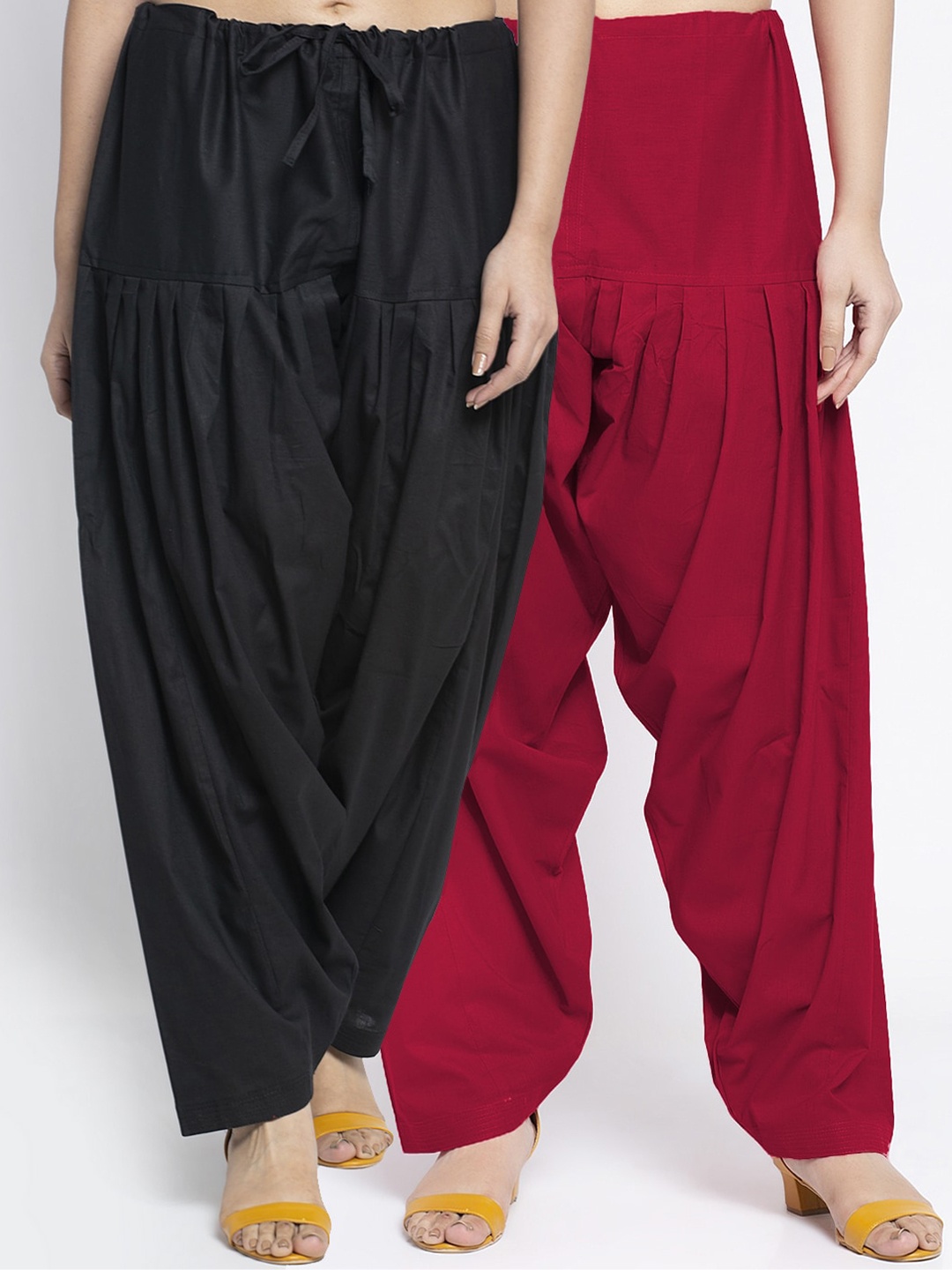 

Jinfo Women Black & Maroon Pack Of 2 Solid Pure Cotton Salwar