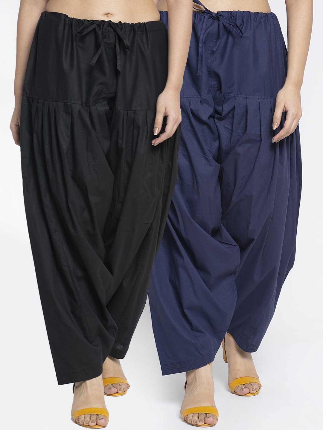 

Jinfo Women Pack Of 2 Solid Cotton Salwar, Black