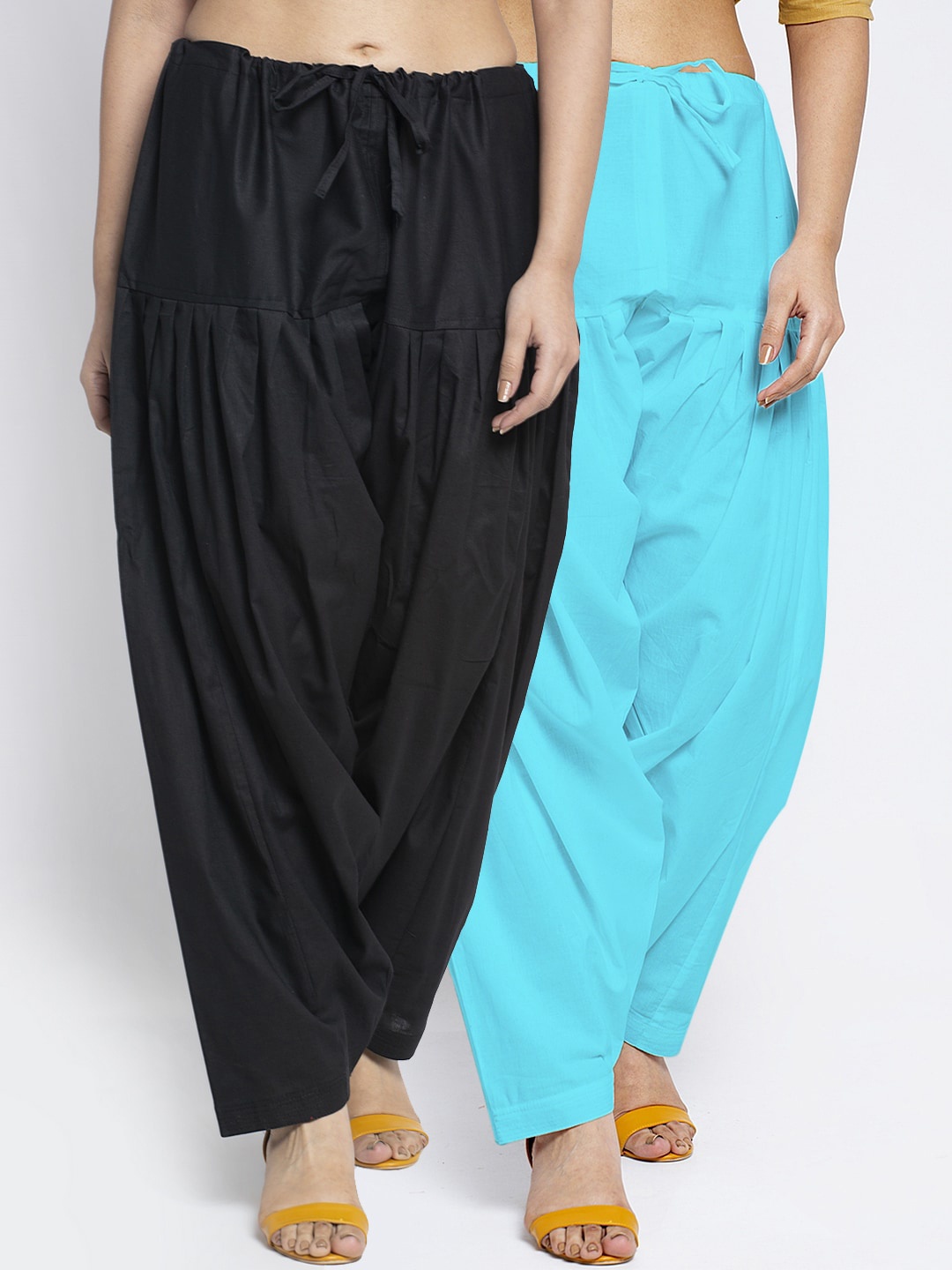 

Jinfo Women Pack Of 2 Black & Blue Solid Pure Cotton Salwar