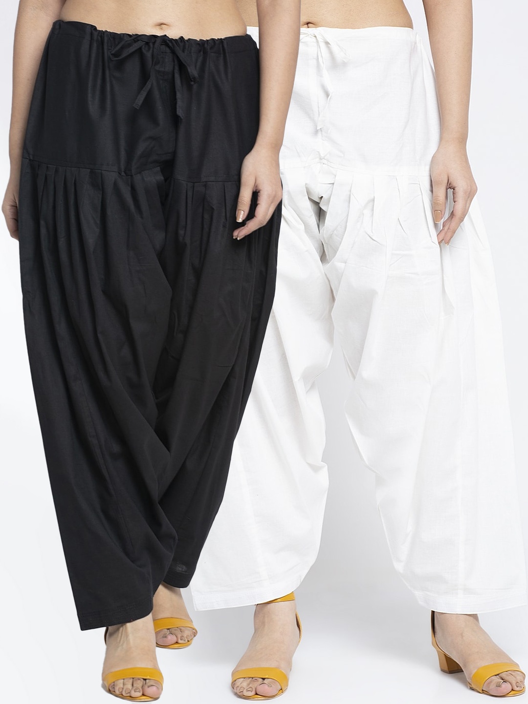 

Jinfo Women Set of 2 Black & White Solid Cotton Salwars