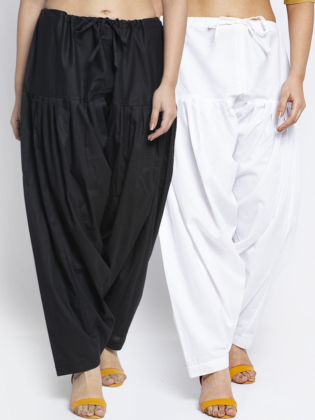 

GRACIT Women Pack of 2 Solid Cotton Salwar, Black
