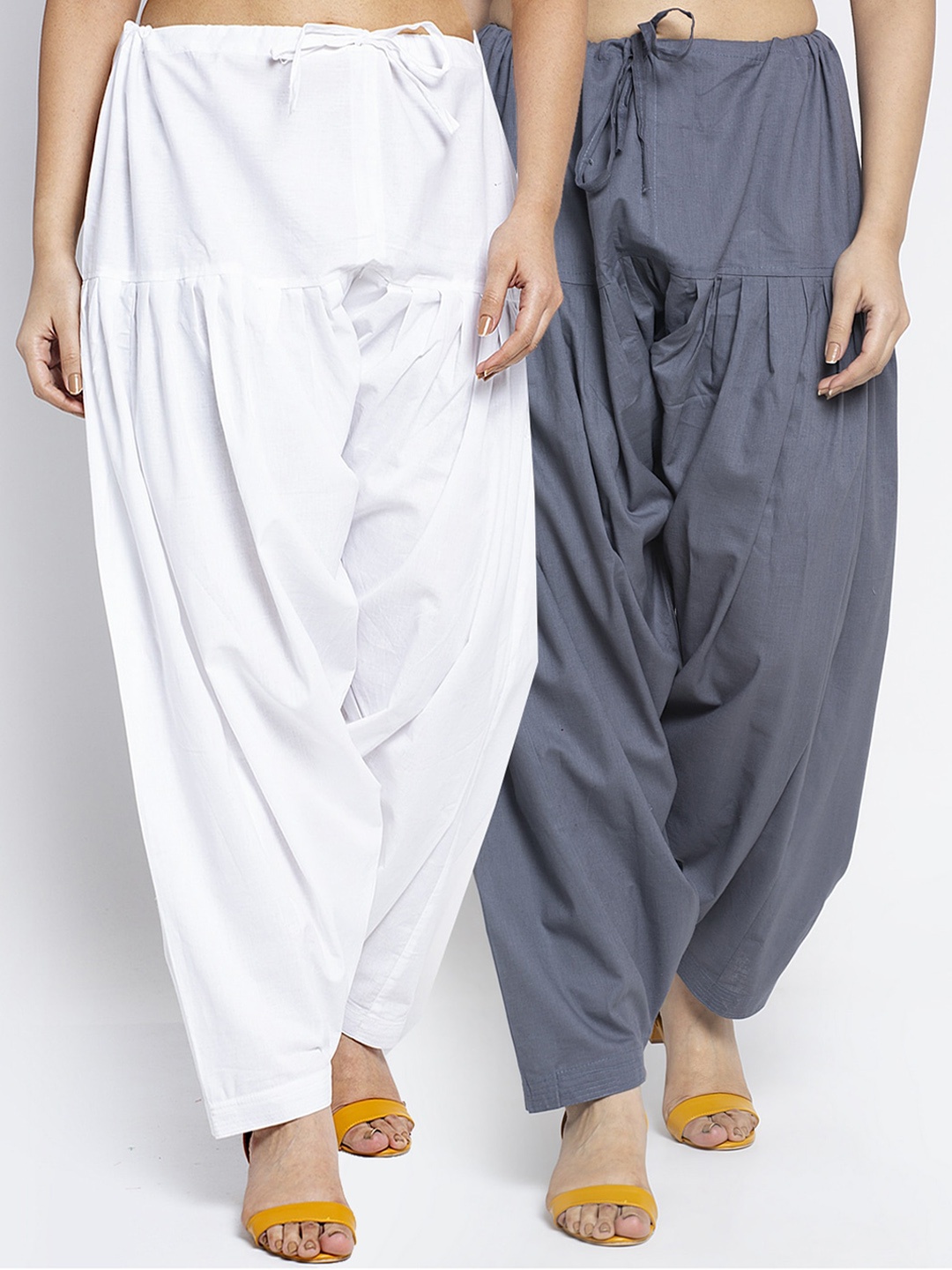 

Jinfo Women Pack Of 2 Solid Cotton Salwar, White